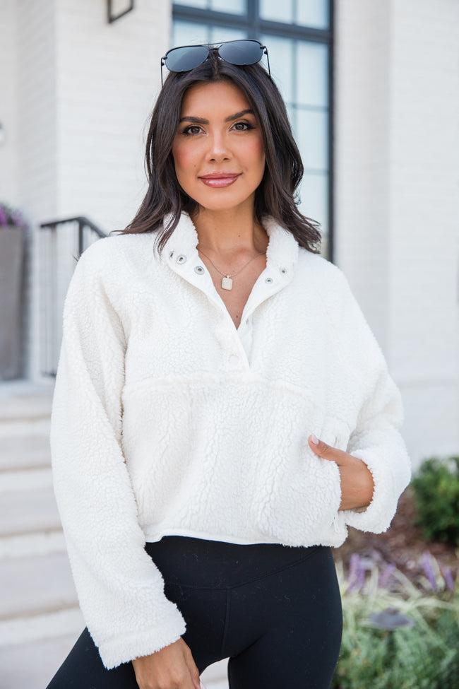 Headed To The Slopes White Sherpa Pullover FINAL SALE Product Image
