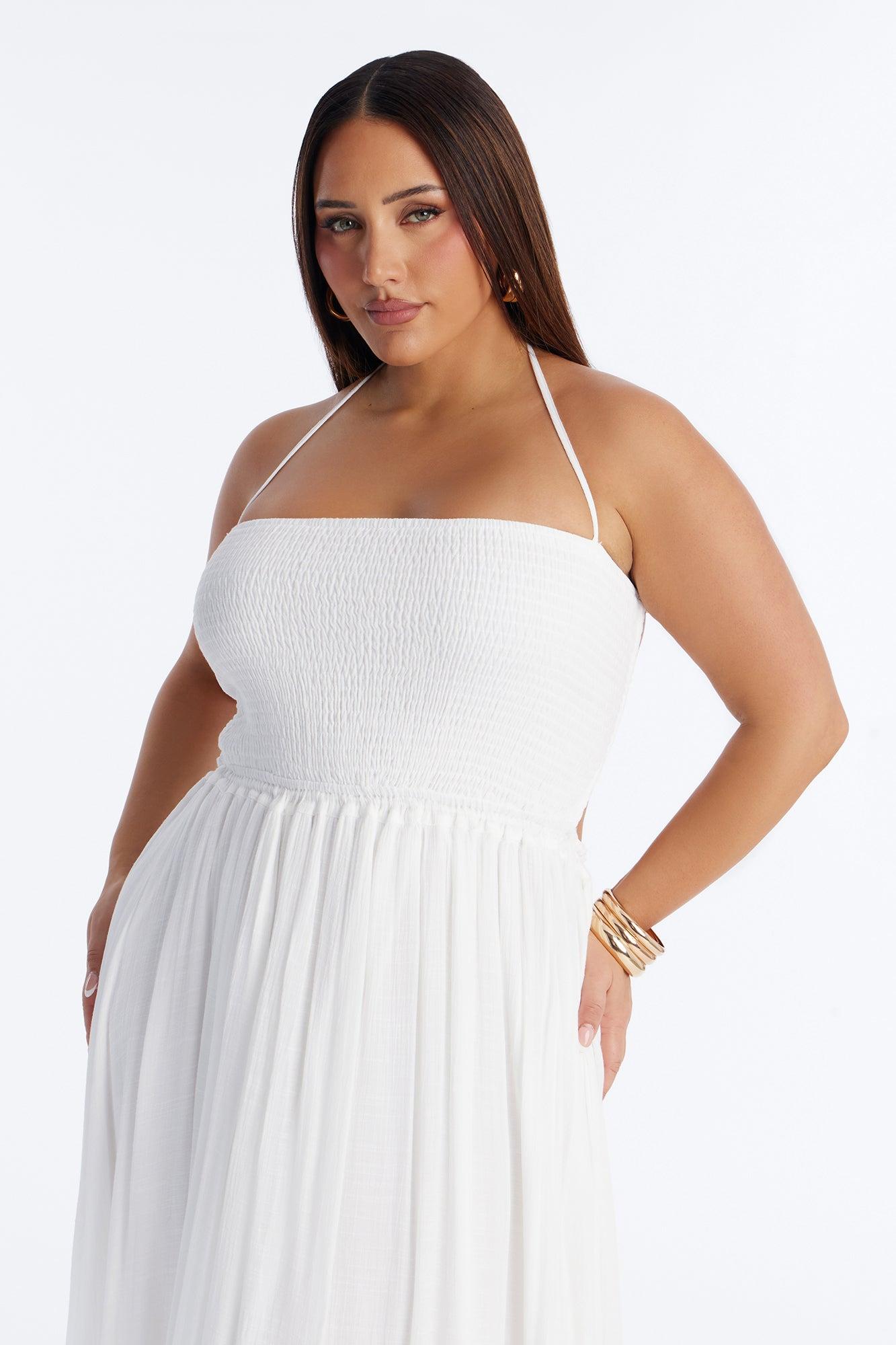Eden Smocked Linen Maxi Dress - White Female Product Image
