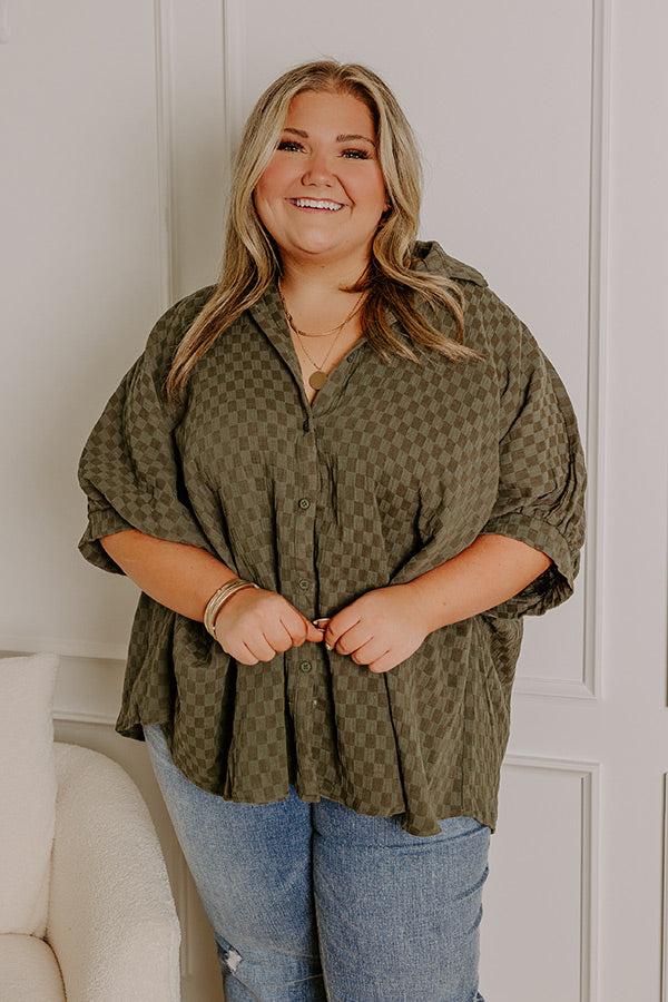 Fit Check Oversized Button Up in Olive Curves Product Image