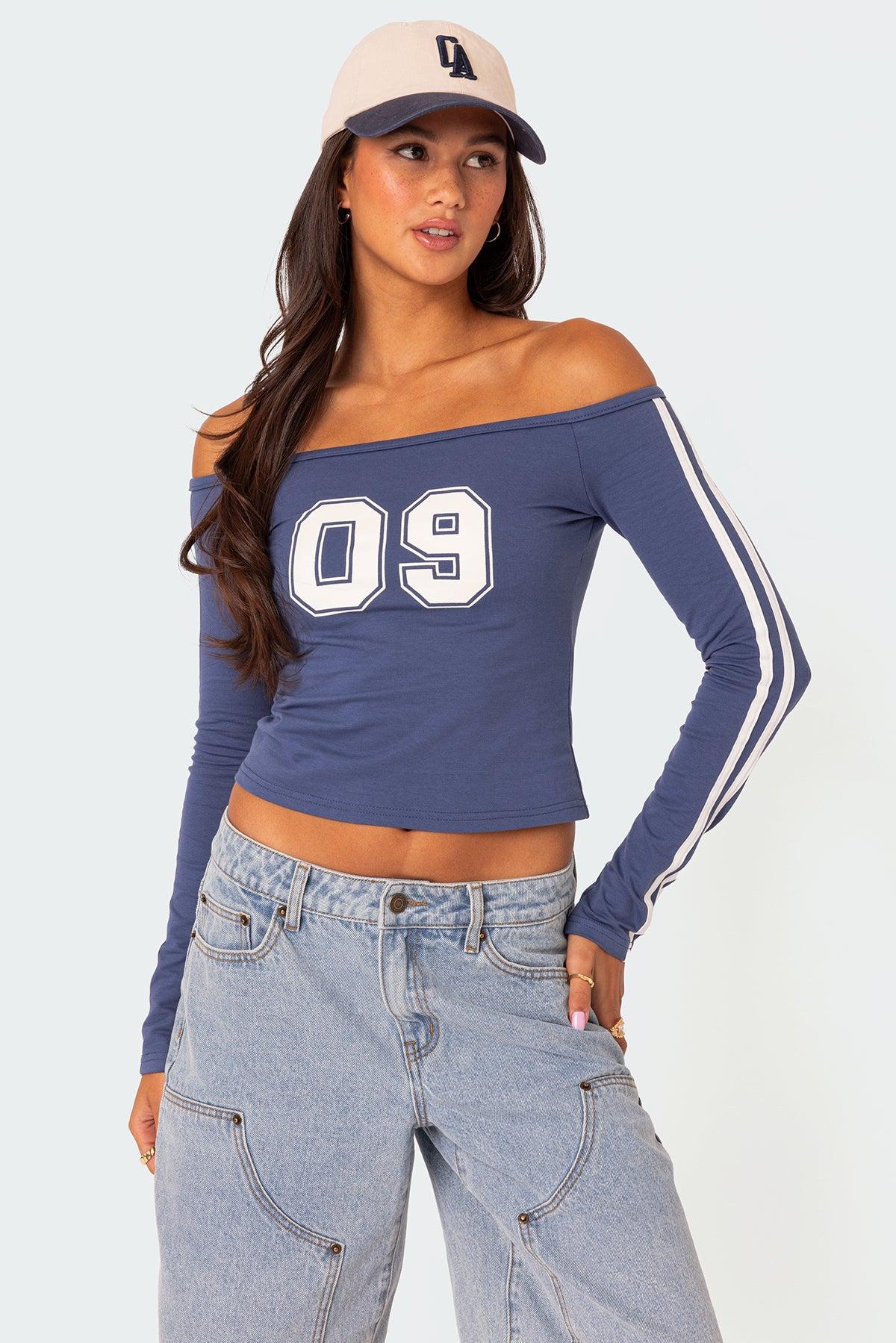 90'S Off Shoulder Long Sleeve T Shirt Product Image