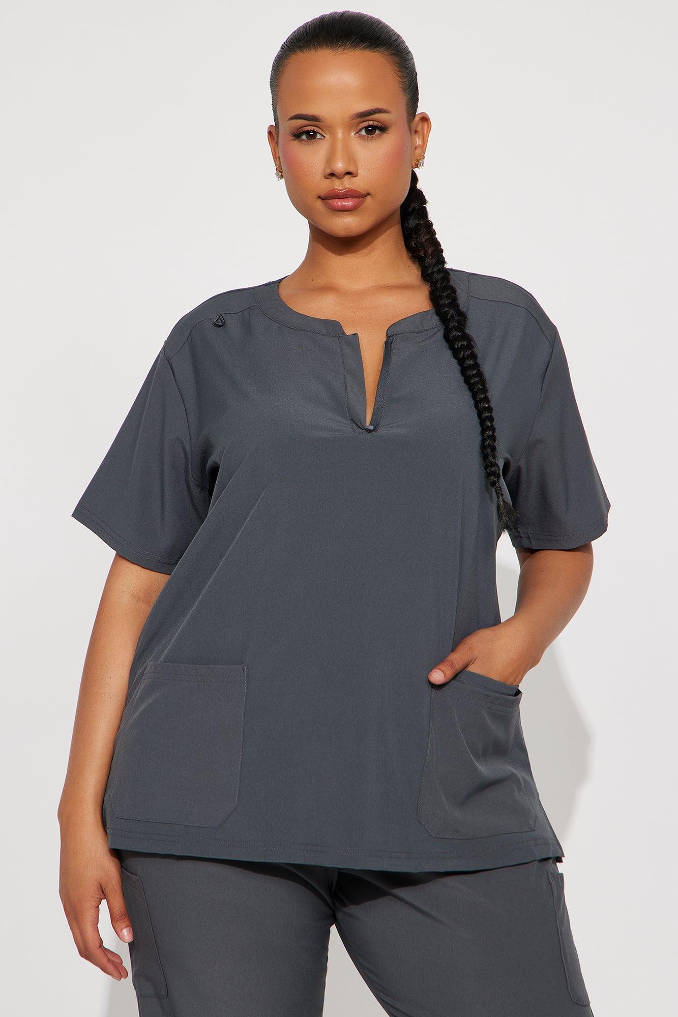 Daily Clock In 4 Way Stretch Uniform Scrub Jogger Set - Charcoal Female Product Image