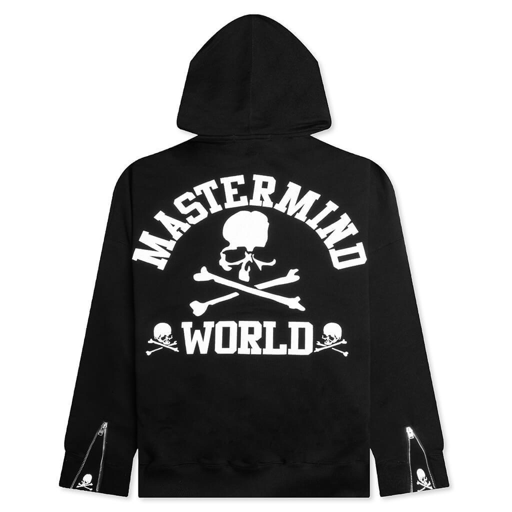 Zip Skull Knitted Hoodie - Black Male Product Image