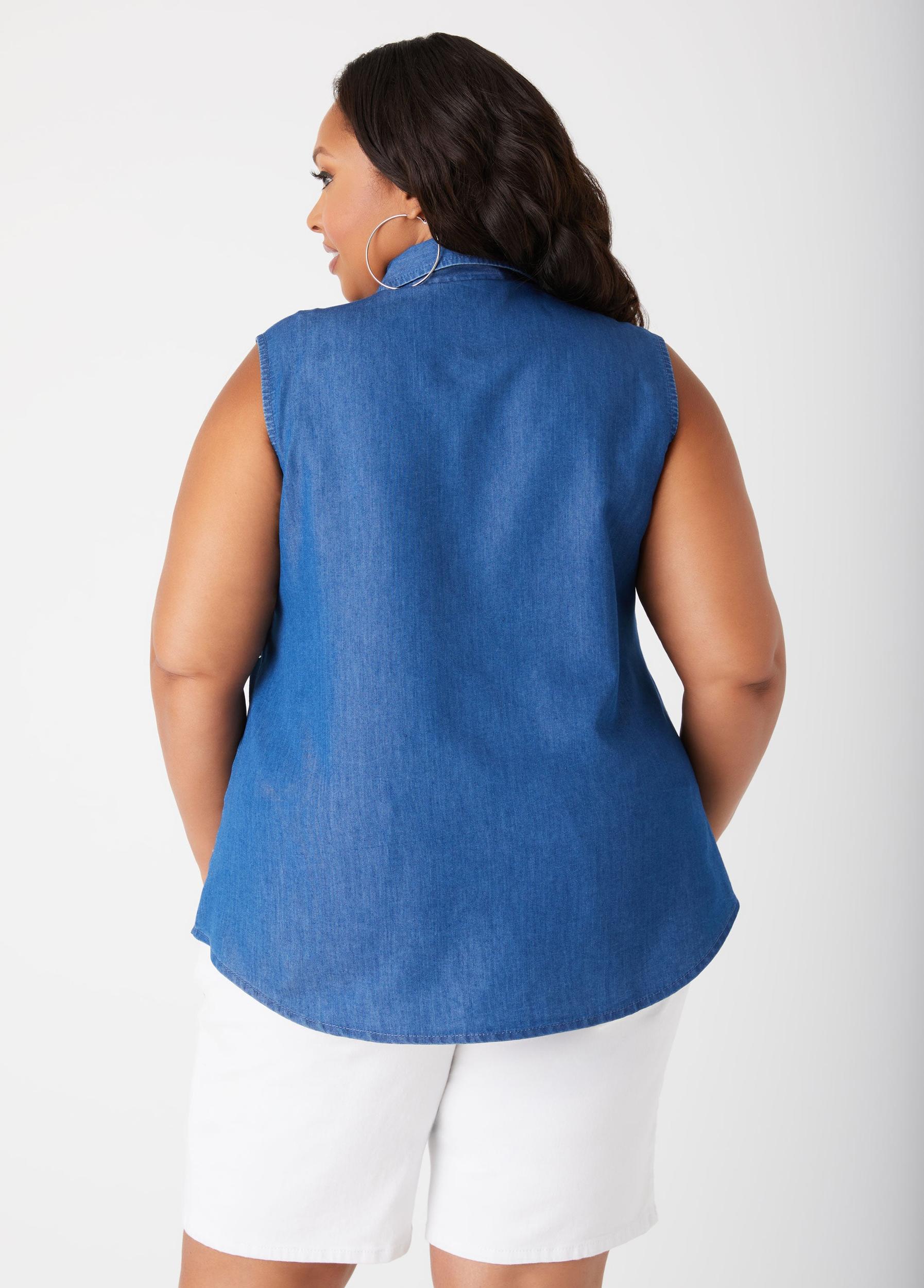 Crystal Embellished Chambray Shirt Product Image