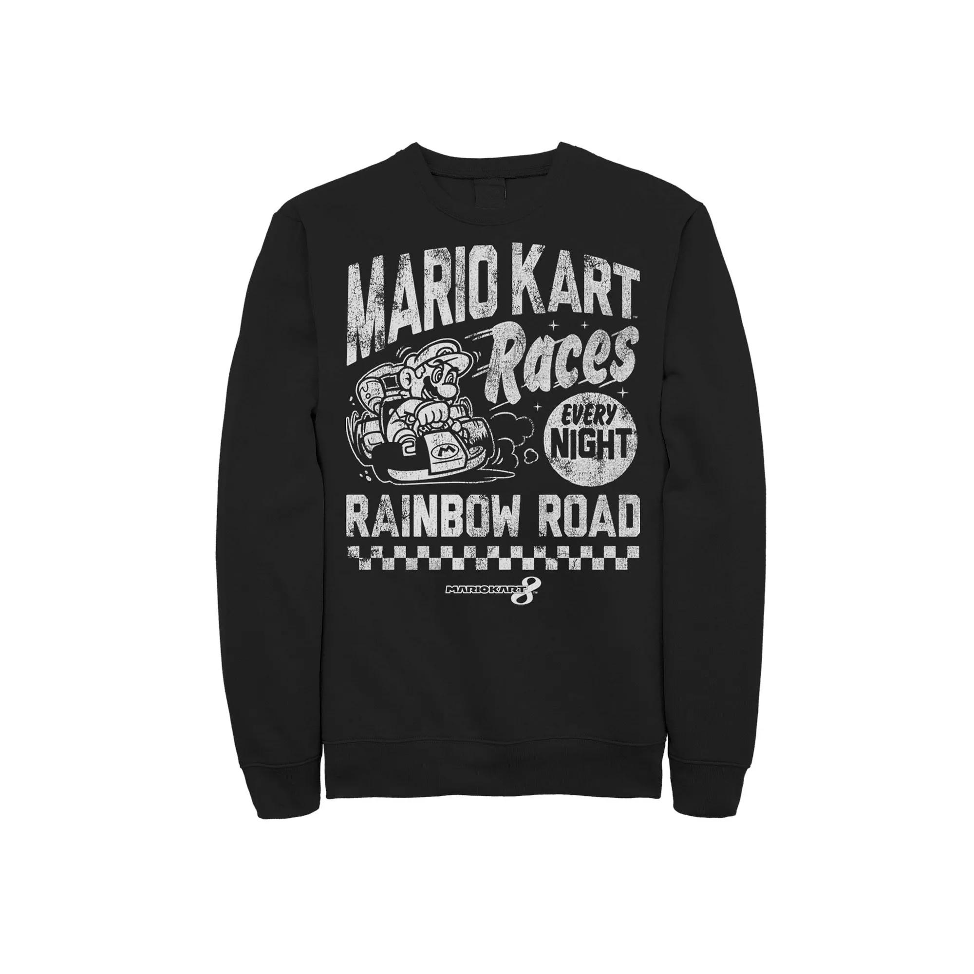Big & Tall Nintendo Mario Kart 8 Rainbow Road Race Fleece Sweatshirt, Men's,  Product Image