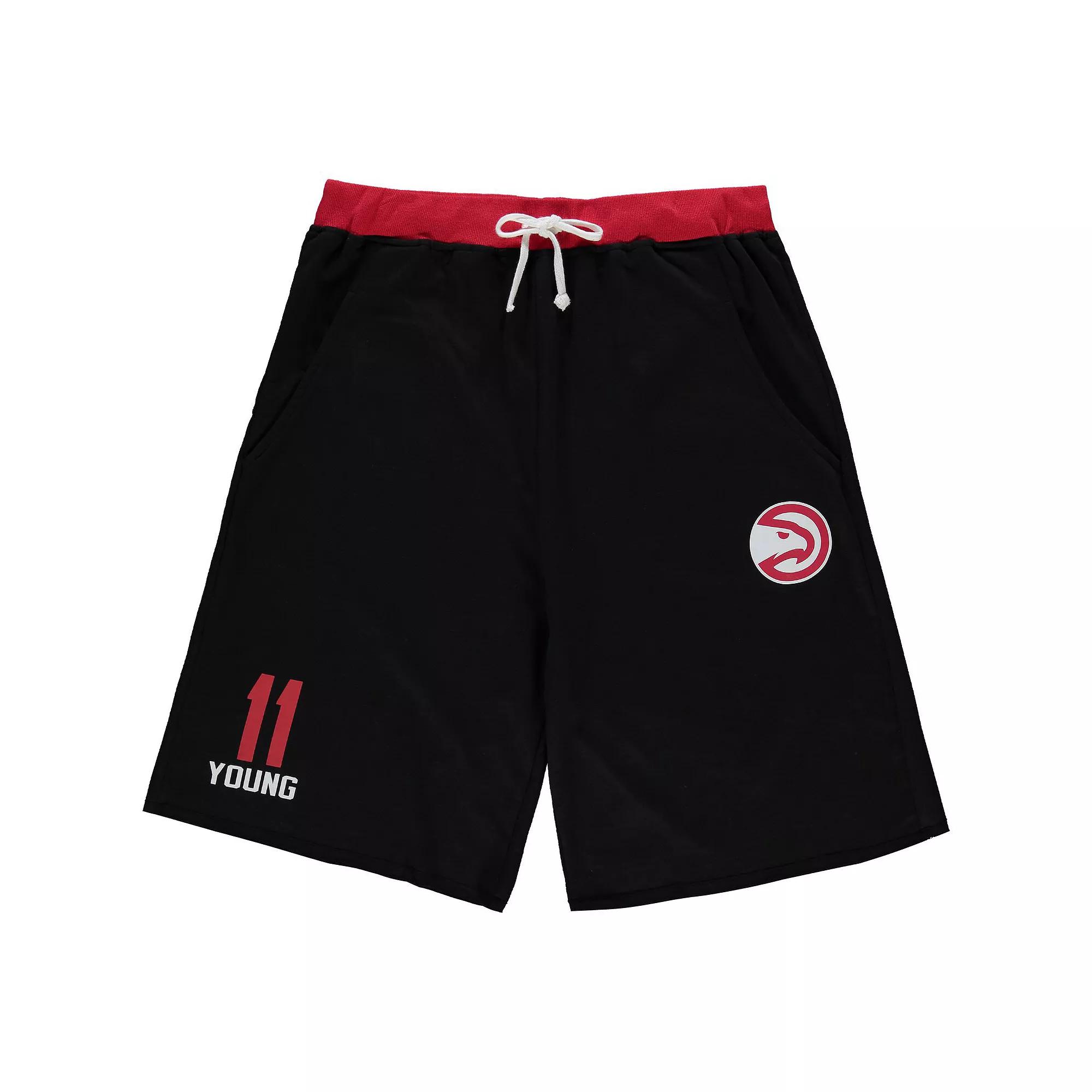 Men's Trae Young Black Atlanta Hawks Big & Tall French Terry Name & Number Shorts, Size: 3XLT Product Image