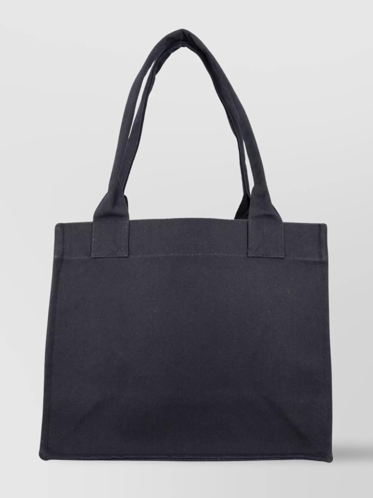 GANNI Black Shopper With Embroidered Logo On The Front In Denim Woman In Multicolor Product Image