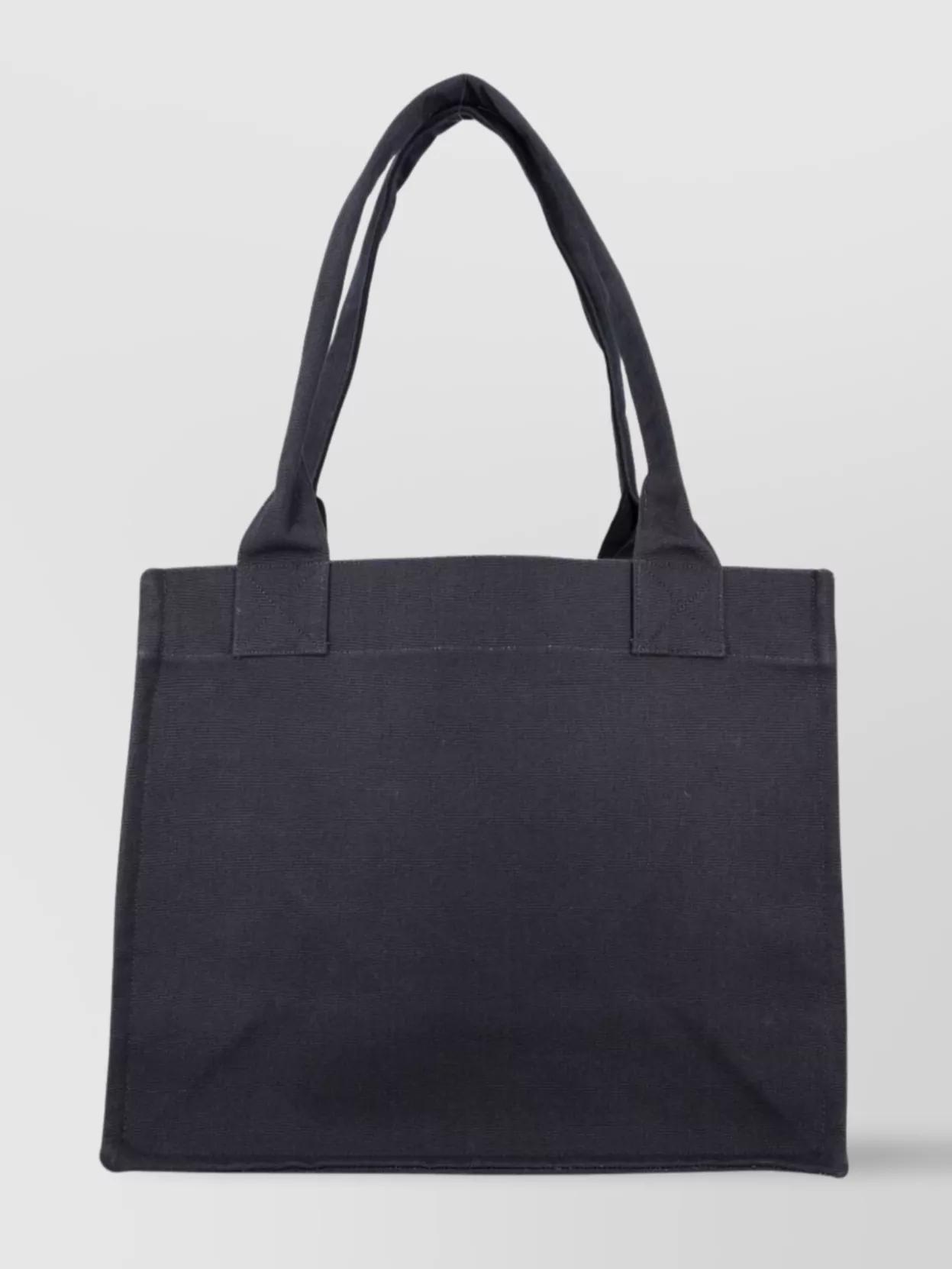 GANNI Black Shopper With Embroidered Logo On The Front In Denim Woman In Multicolor Product Image