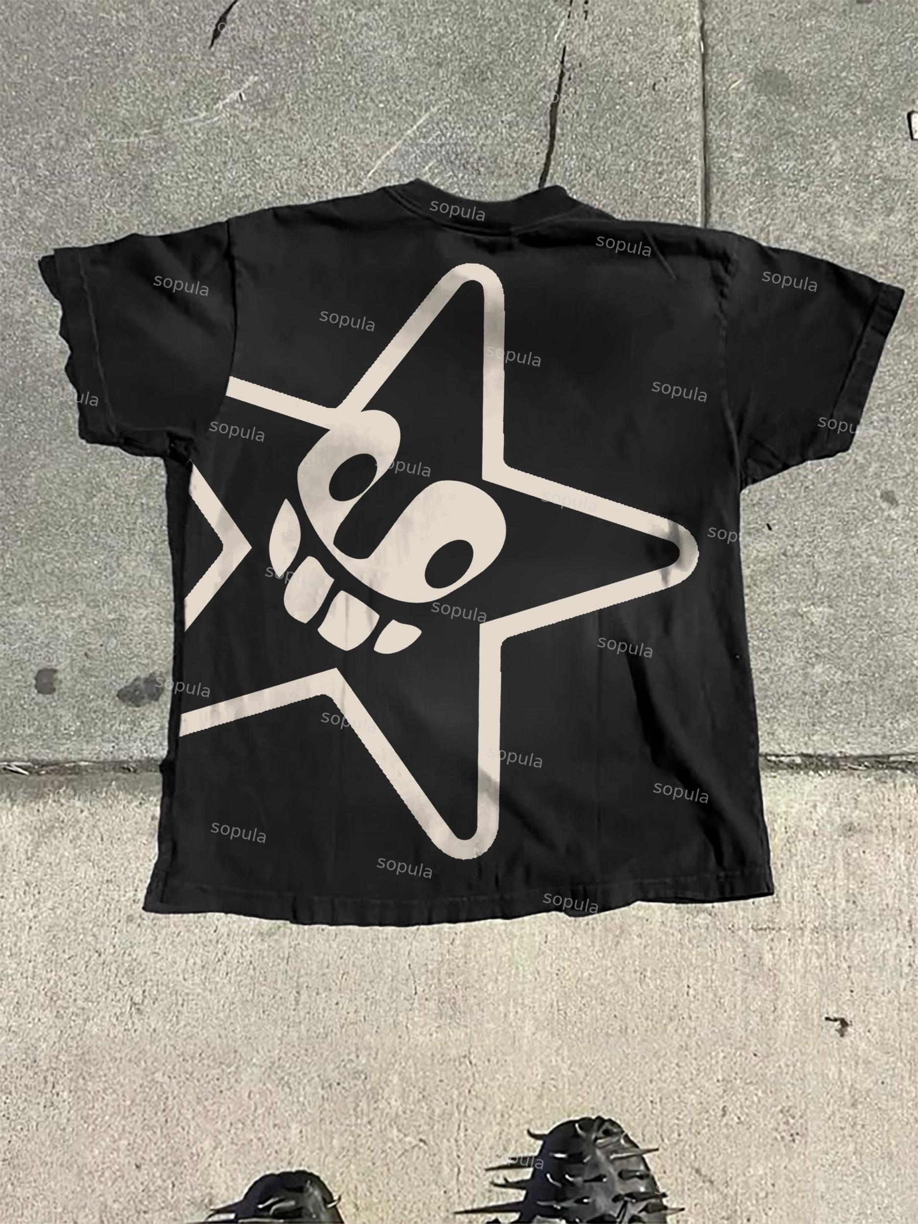 Wealthy Colorful Flame Money Skull Graphic Cotton T-shirt Product Image