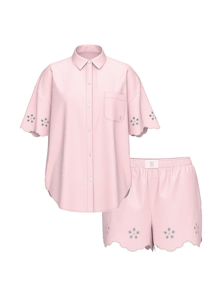 Modal-Cotton Eyelet Long Pajama Set Product Image