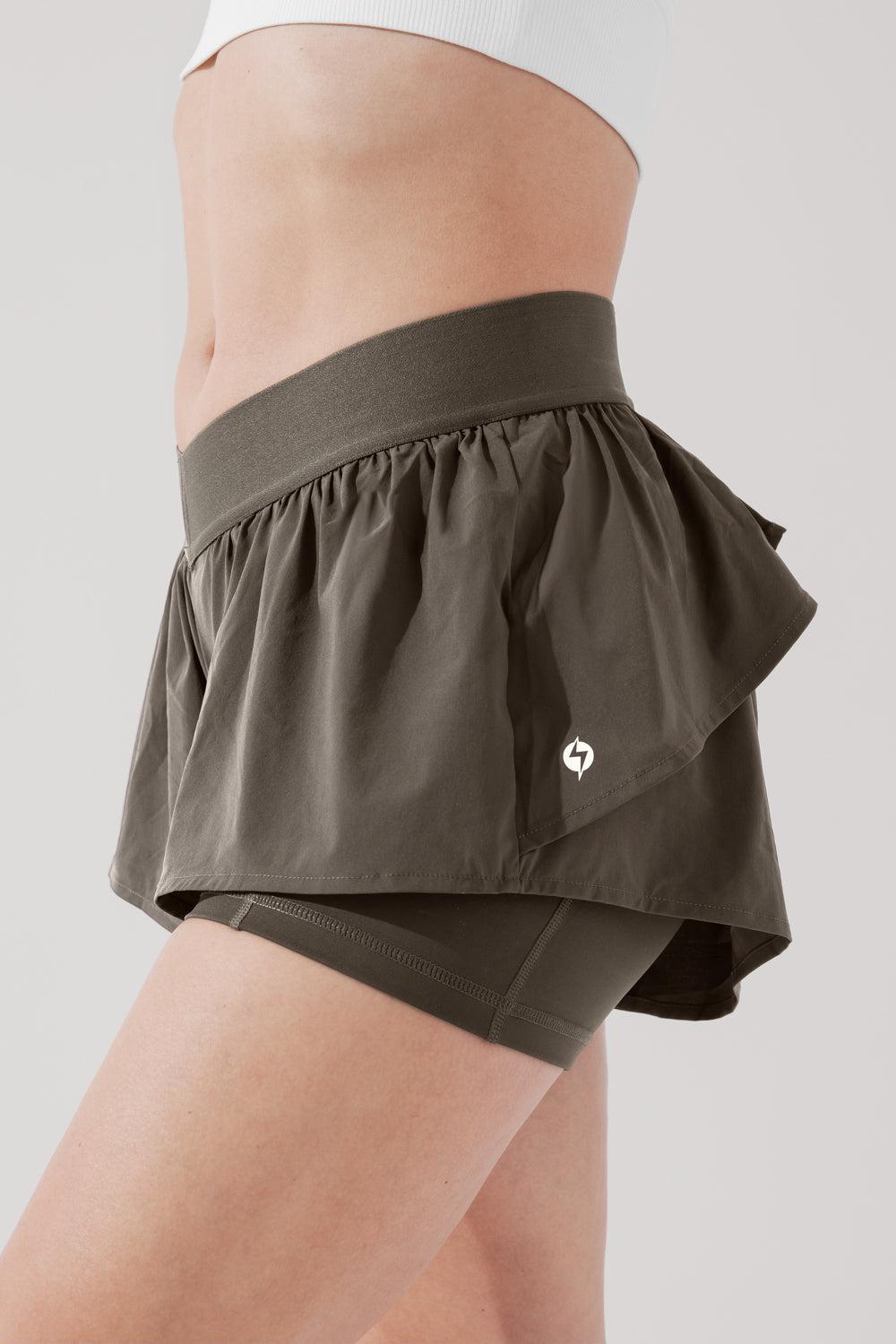 On the Run Ruffle Short - Deep Olive Product Image