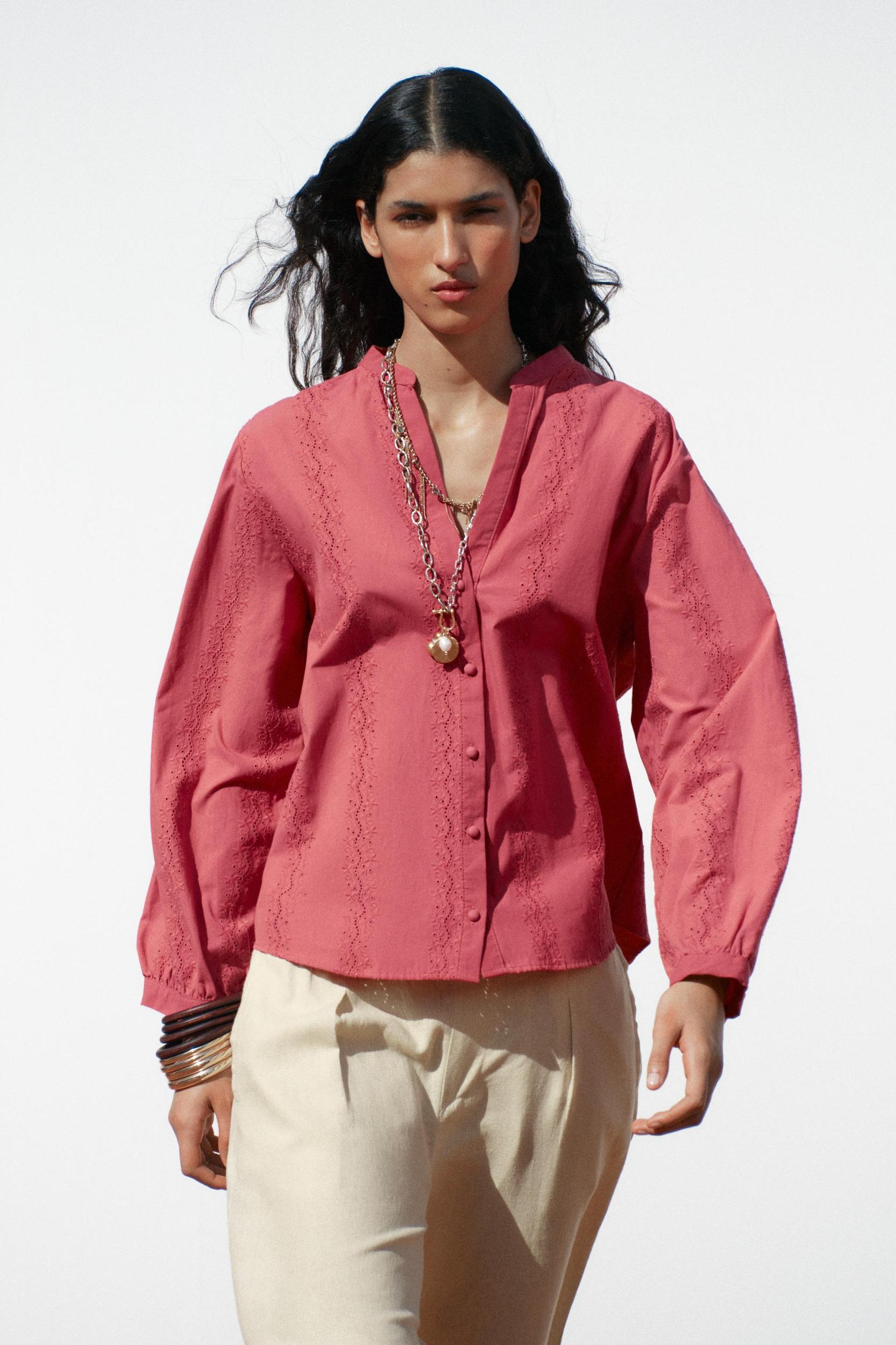 EMBROIDERED EYELET BLOUSE Product Image