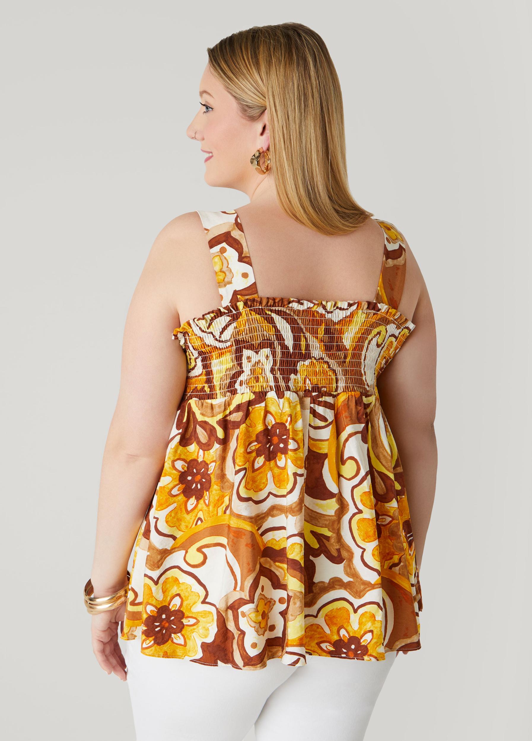 Plus Size Bow Embellished Floral Top Ashley Stewart Product Image