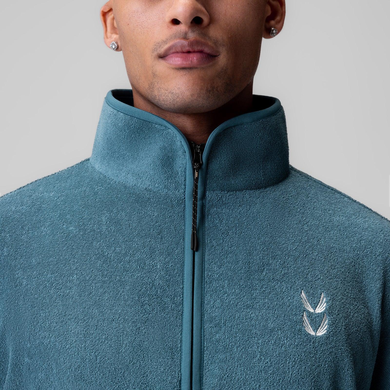 1057. Towel Terry Quarter Zip Oversized Tee - Storm Product Image