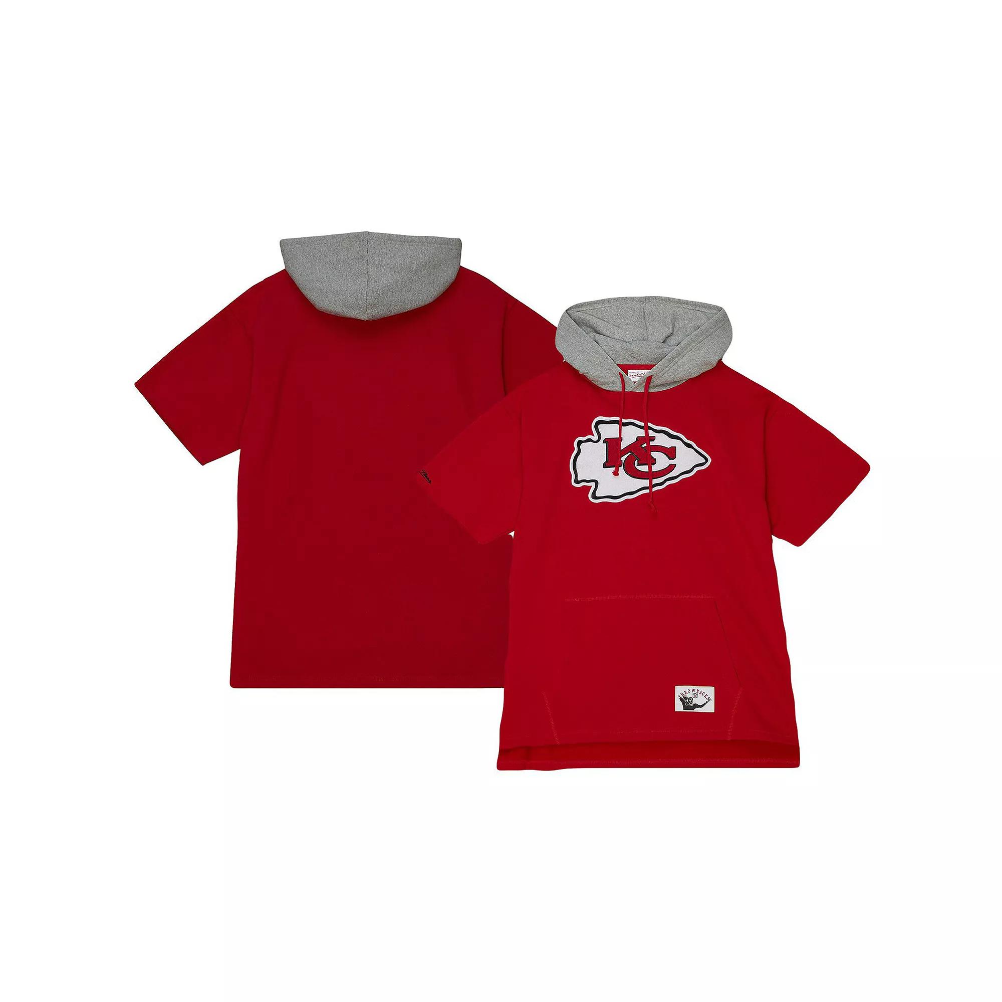 Men's Mitchell & Ness Red Kansas City Chiefs Postgame Short Sleeve Hoodie,  Product Image