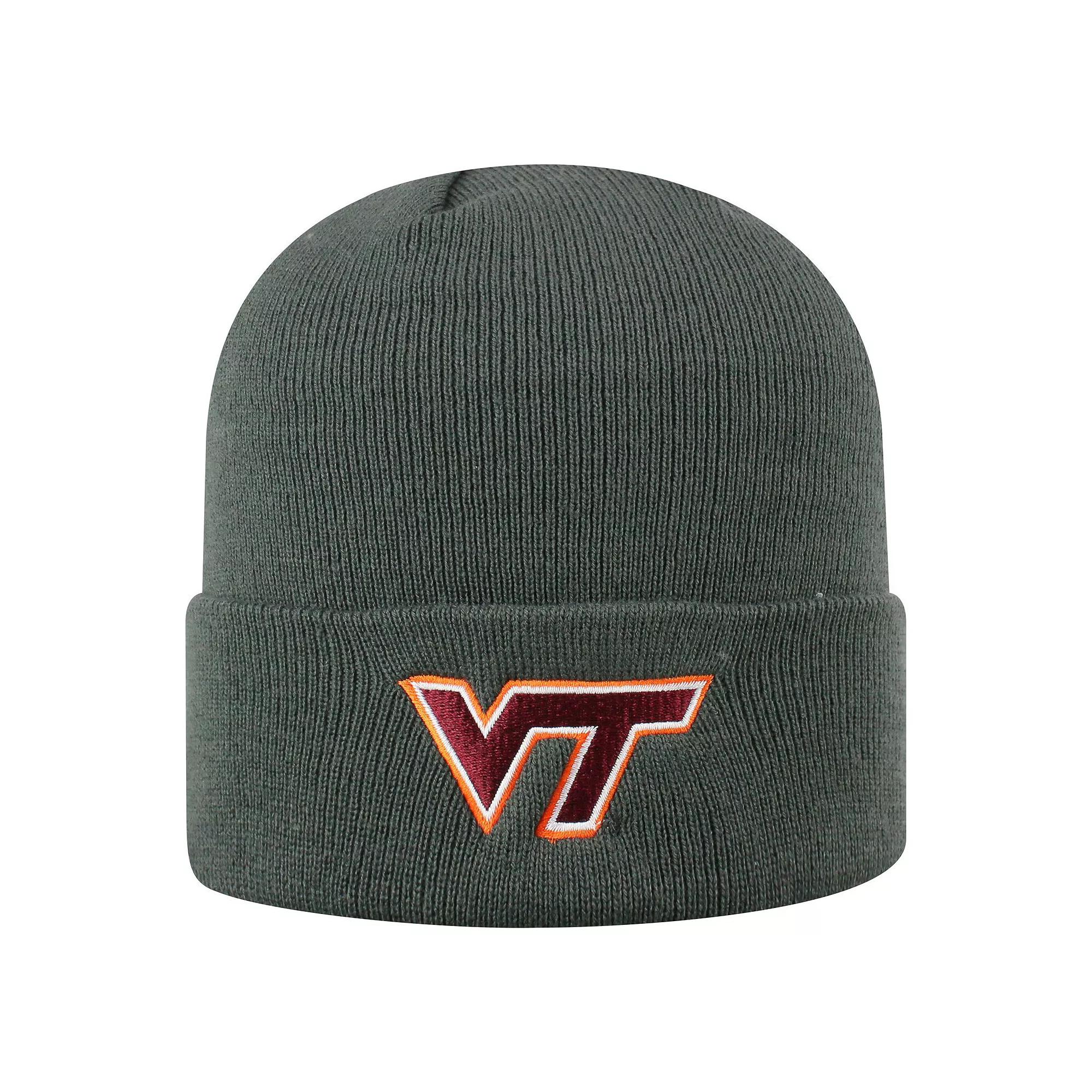Men's Top of the World Gray Virginia Tech Hokies Logo Cuffed Knit Hat, Grey Product Image