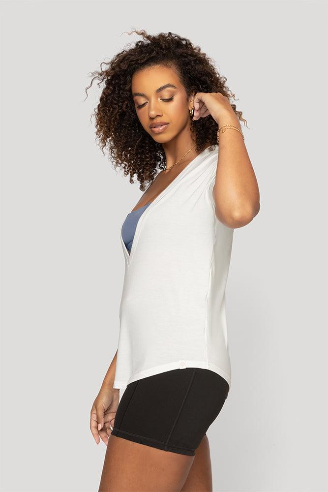 Reversible Deep V Tee - Cream Product Image