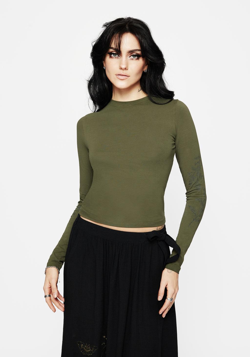 Leune Rose Print Cotton Long Sleeve Top Product Image