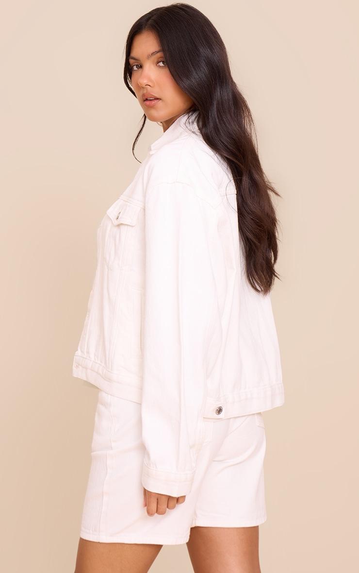 White Oversized Classic Denim Jacket Product Image