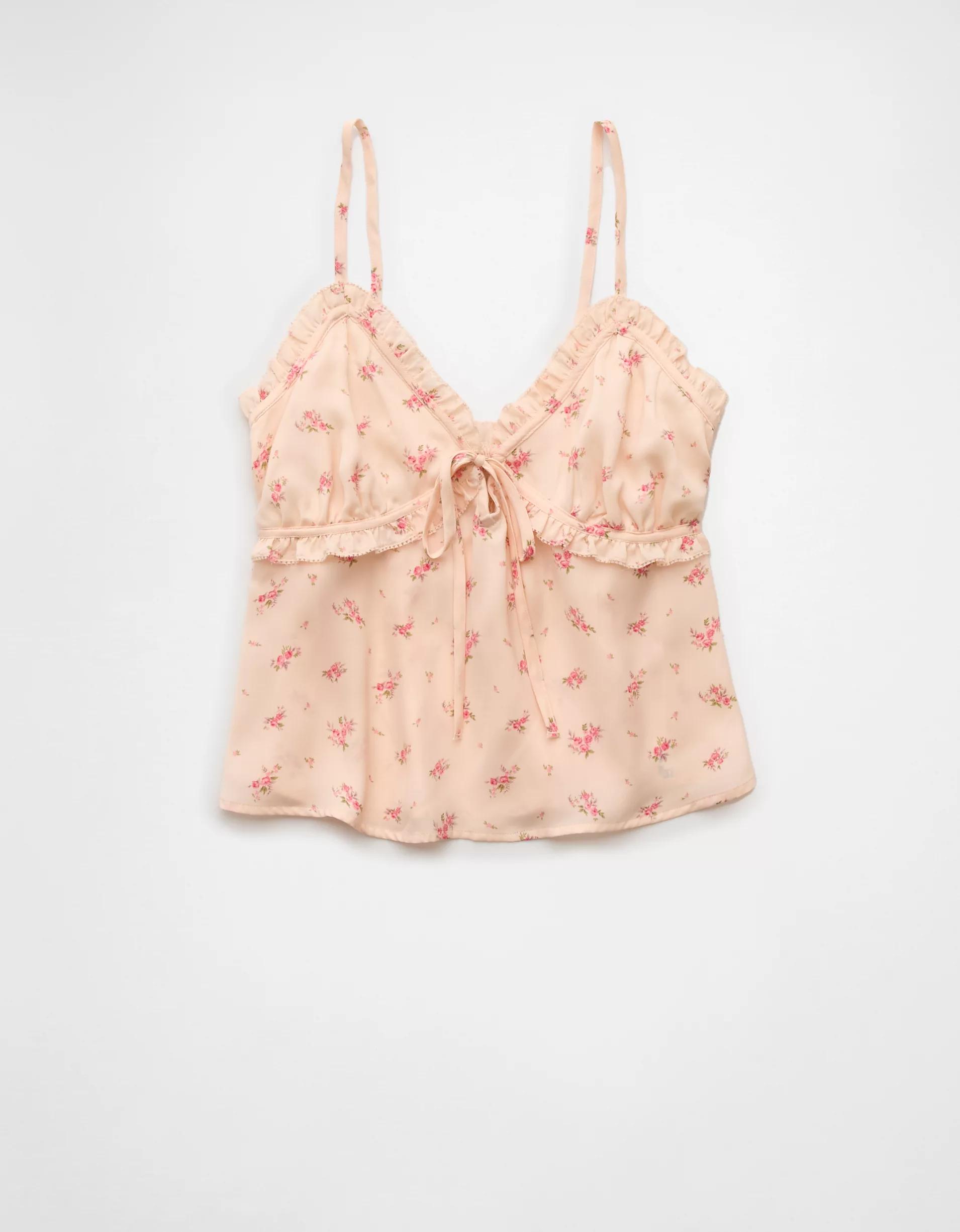 AE V-Neck Tie Front Ruffle Cami Product Image