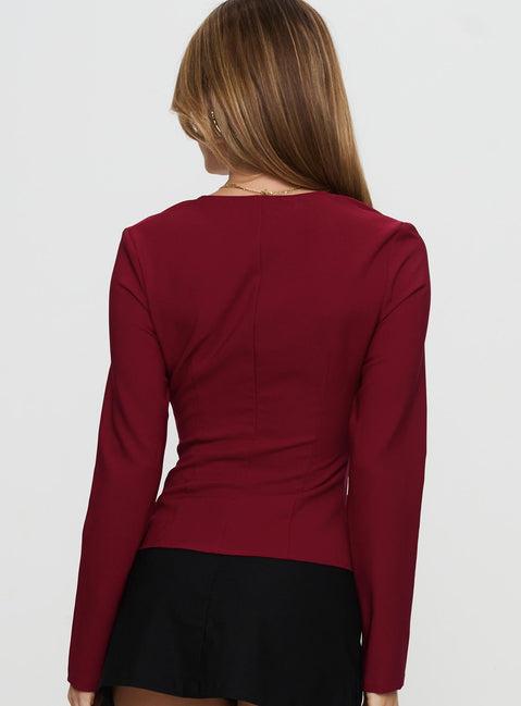 Gaskin Long Sleeve Top Burgundy Product Image