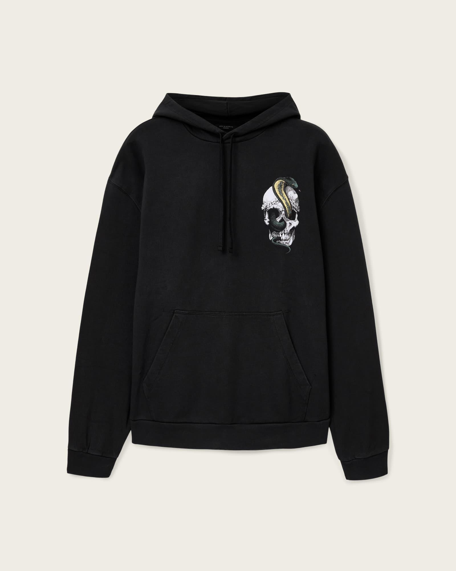 Snakehead Graphic Hoodie Washed Black | ALLSAINTS US Product Image