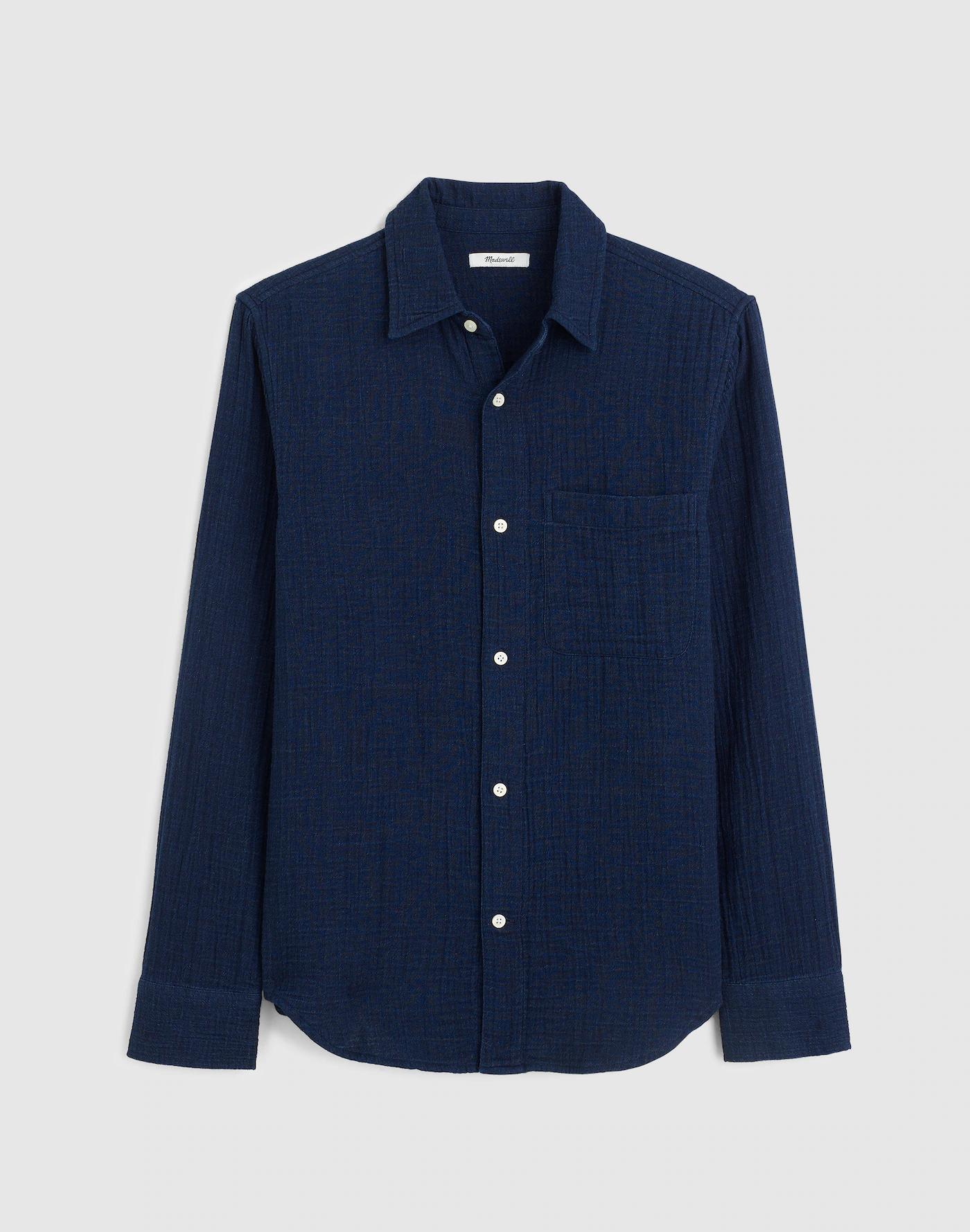 Indigo-Dyed Button-Up Shirt Product Image
