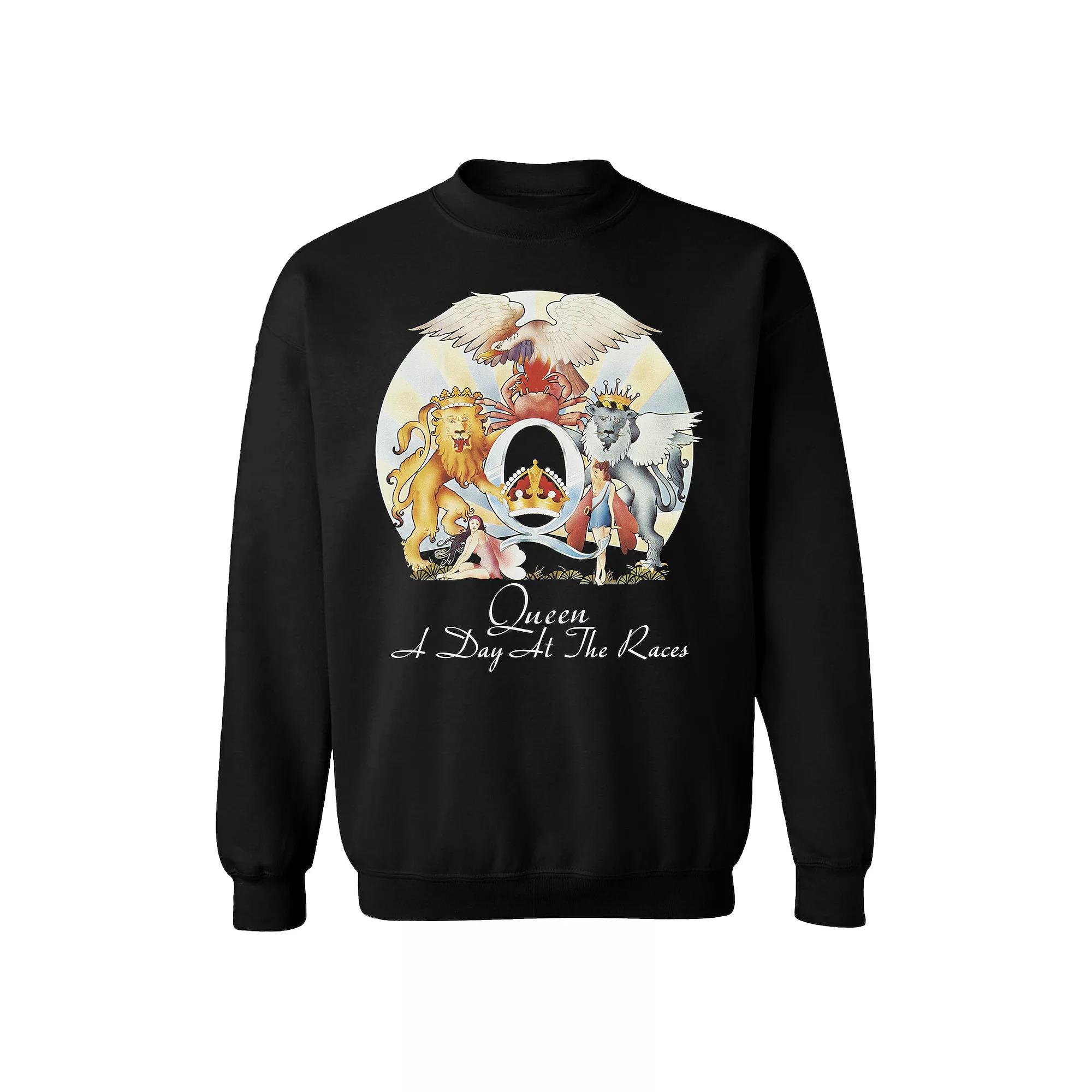 Men's Queen A Day at the Races Sweatshirt, Size: Small, Black Product Image