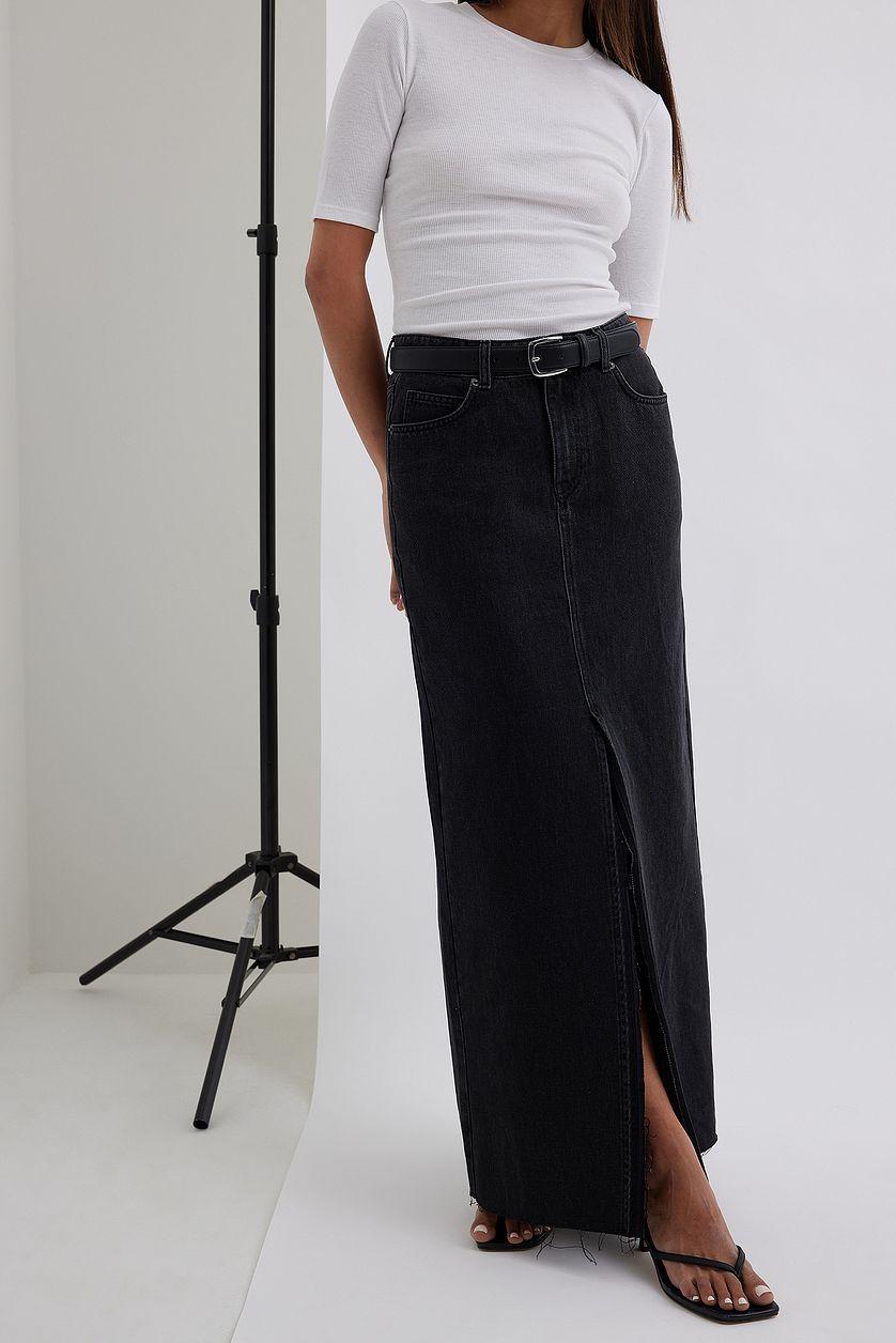Denim Wide Maxi Skirt Product Image