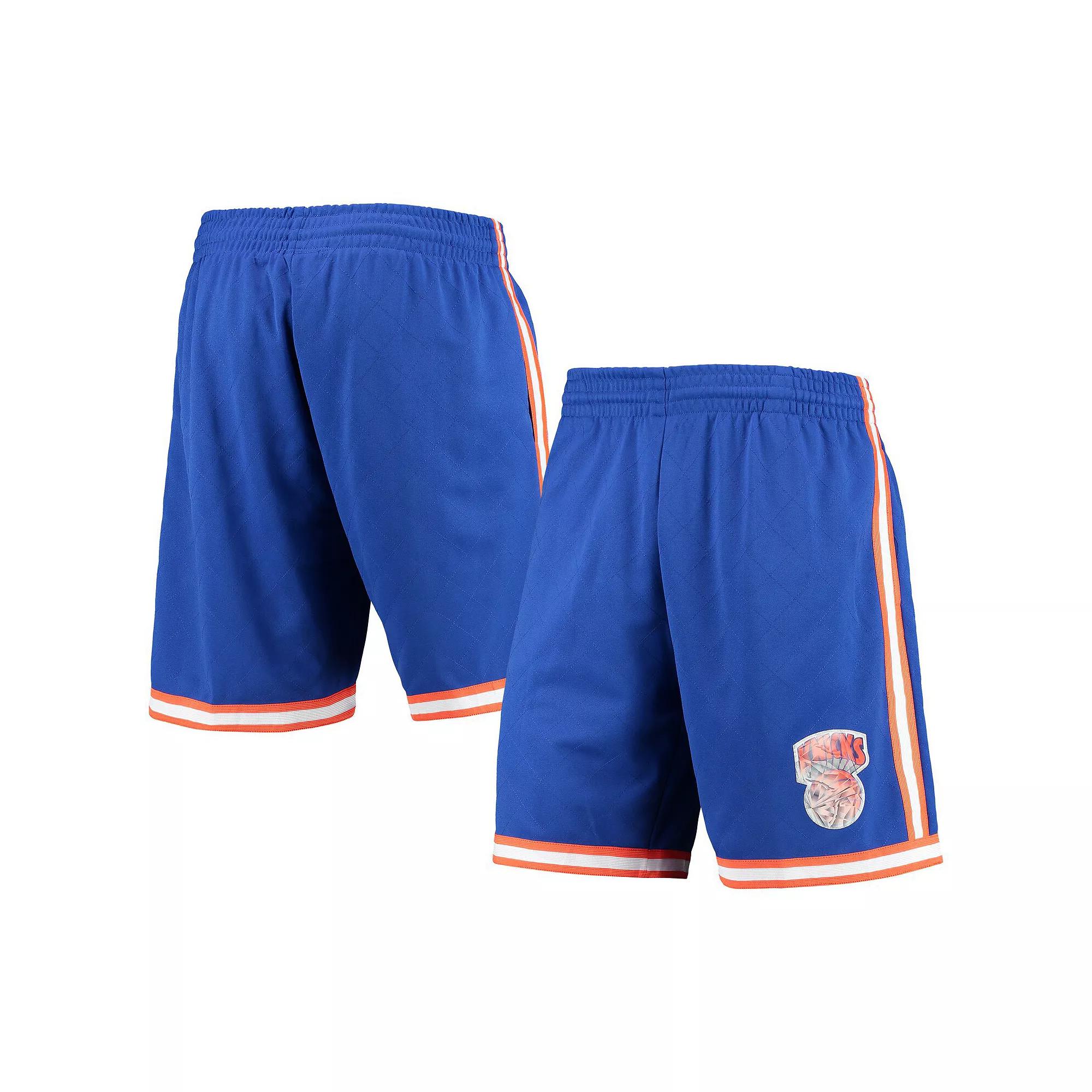 Men's Mitchell & Ness Blue New York Knicks 1991 Hardwood Classics 75th Anniversary Swingman Shorts,  Product Image