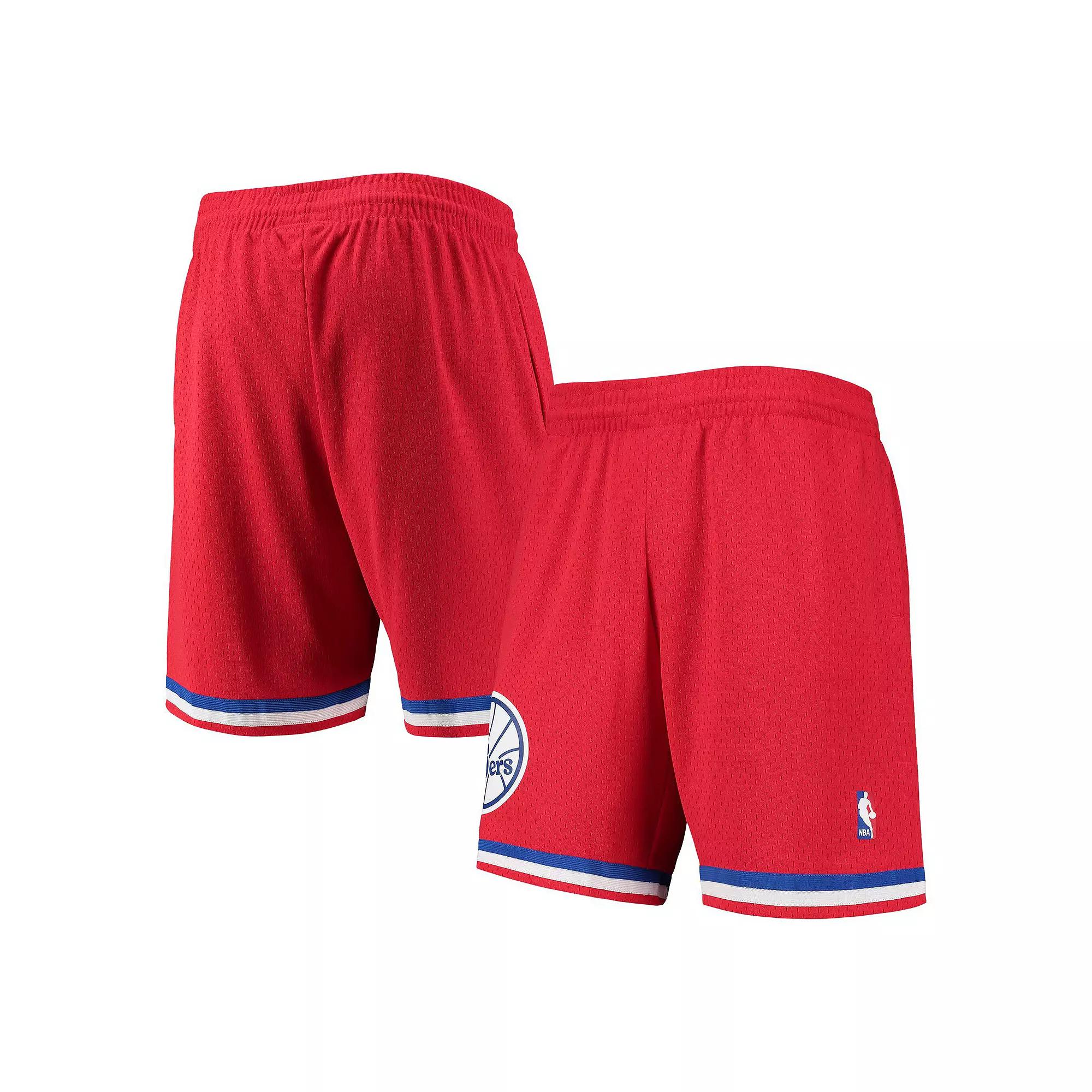 Men's Mitchell & Ness Red Philadelphia 76ers 2002-03 Hardwood Classics Swingman Shorts,  Product Image