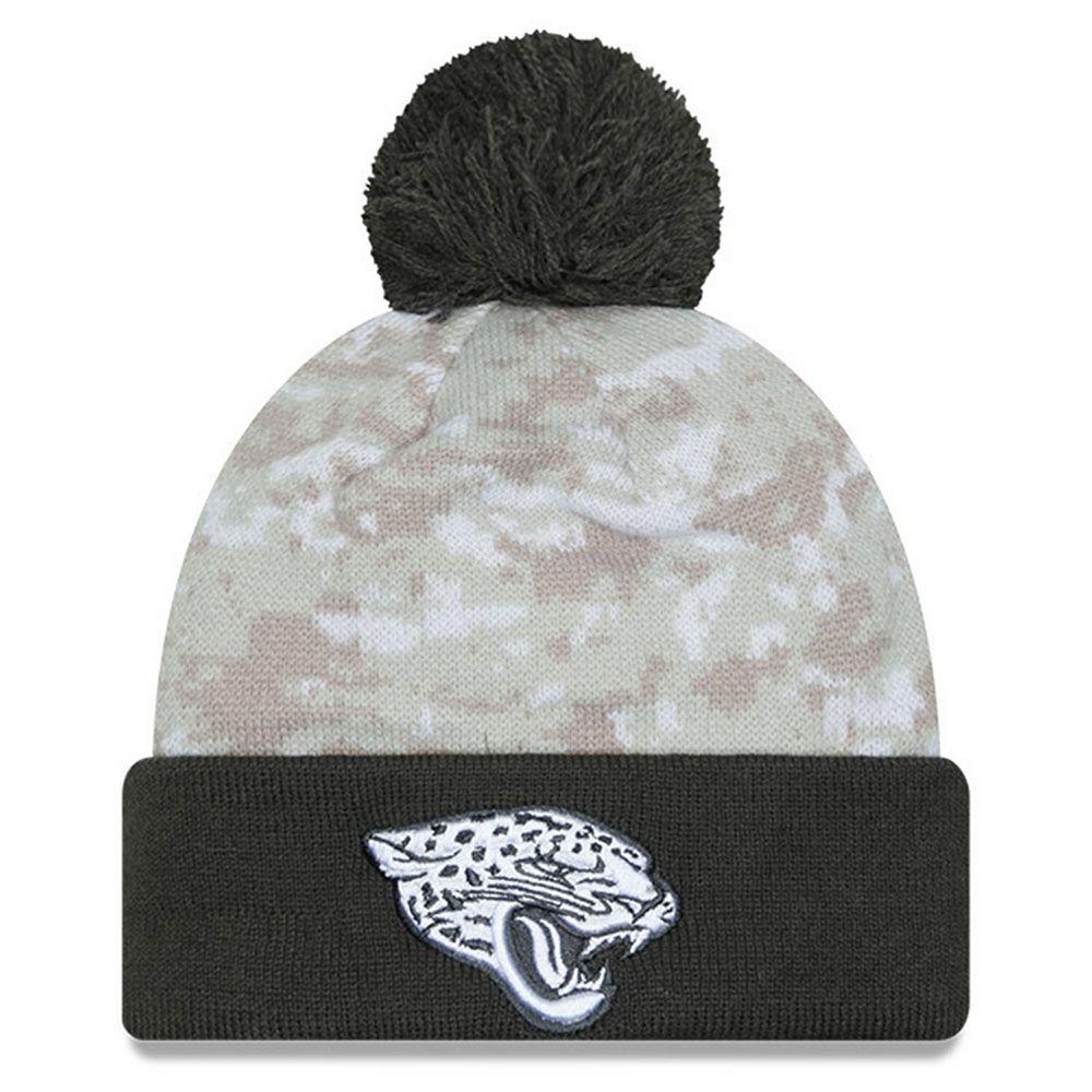 Men's New Era  White/Graphite Jacksonville Jaguars 2024 Salute To Service Digital Camo Cuffed Knit Hat with Pom Product Image