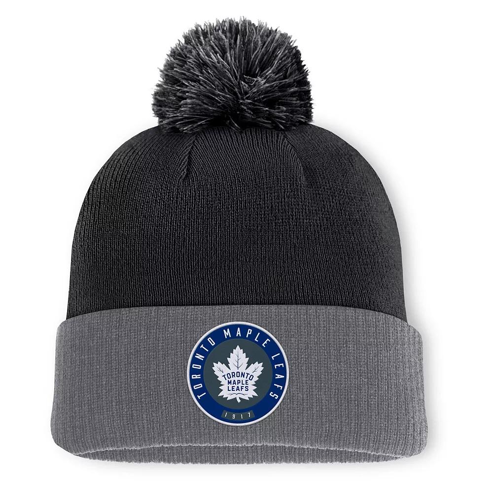Men's Fanatics  Black Toronto Maple Leafs Cuffed Knit Hat with Pom, Mpl Black Product Image