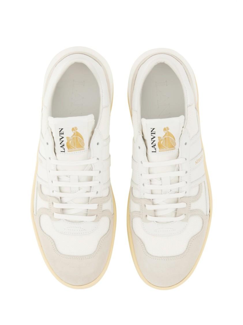 LANVIN Mesh And Leather Clay Sneakers With In White Product Image