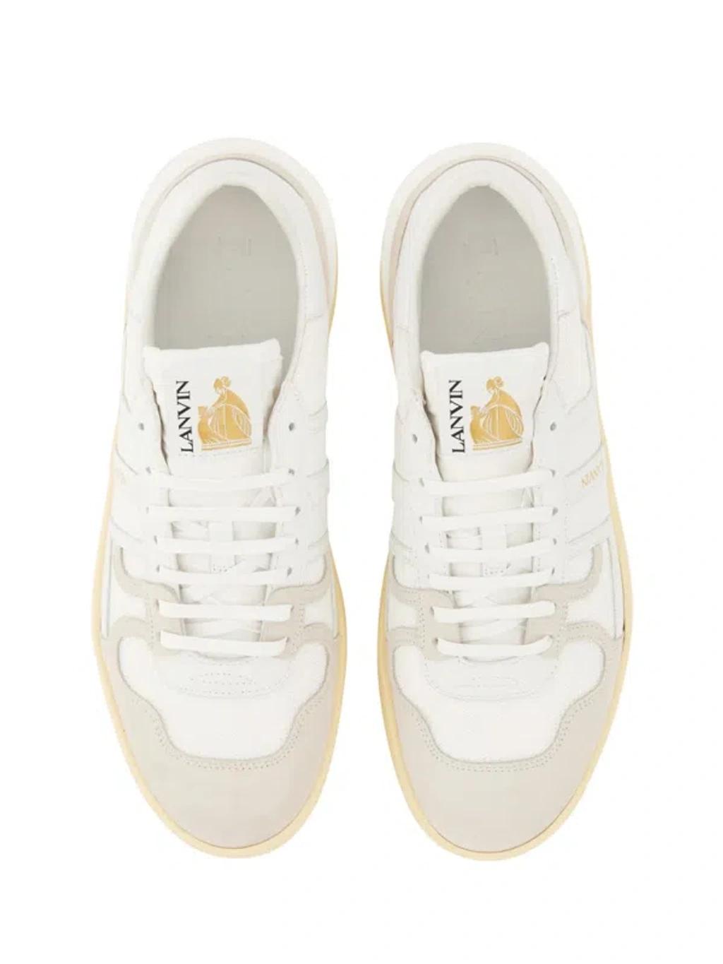 LANVIN Mesh And Leather Clay Sneakers With In White Product Image