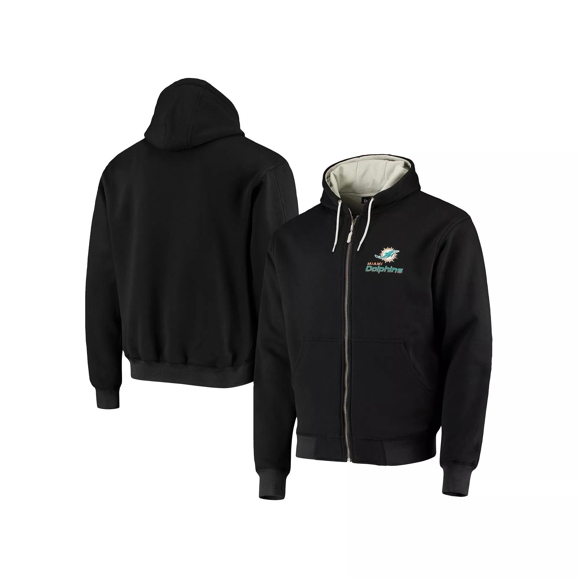 Men's Dunbrooke Black Miami Dolphins Craftsman Thermal-Lined Full-Zip Hoodie,  Product Image