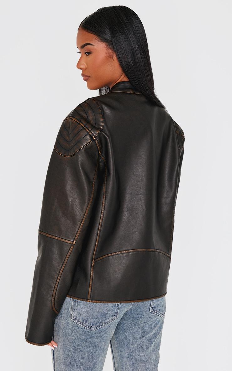 Black Detailed Shoulder Biker Jacket Product Image