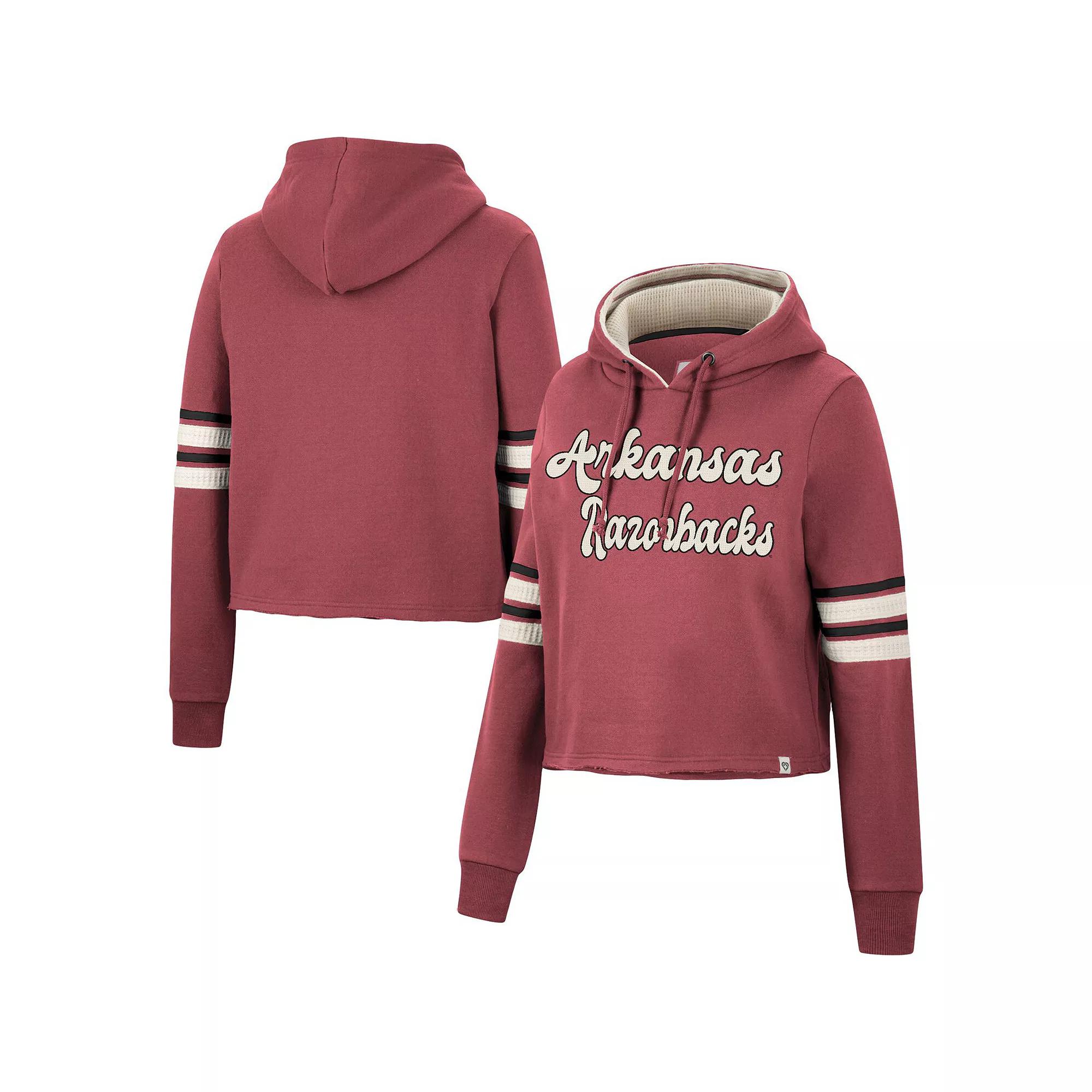 Women's Colosseum Cardinal Arkansas Razorbacks Retro Cropped Pullover Hoodie, Size: 2XL, Red Product Image