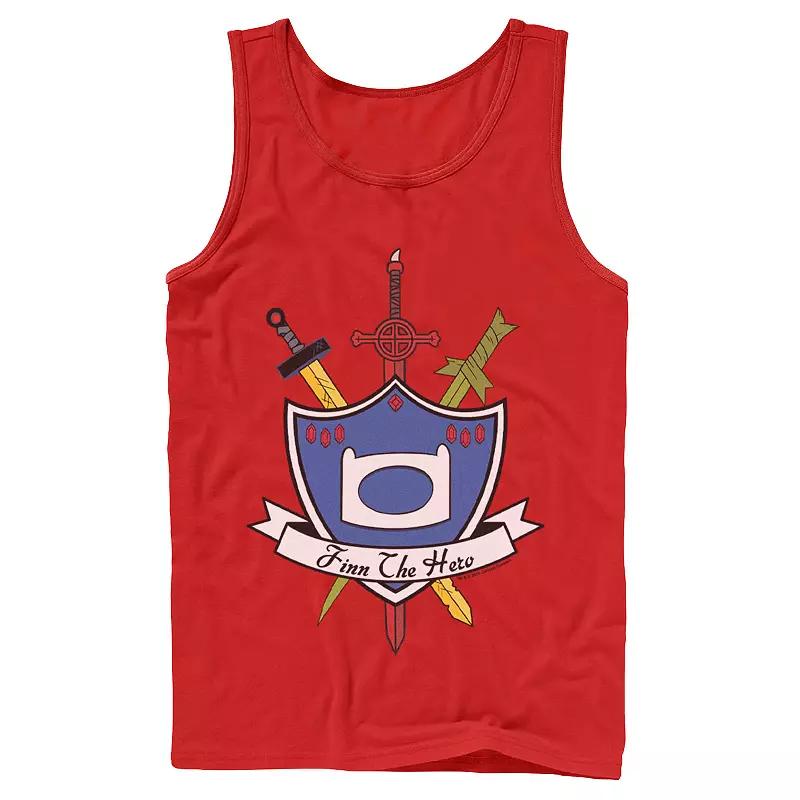Men's Cartoon Network Adventure Time Finn the Hero Sword and Shield Banner Tank Top,  Product Image