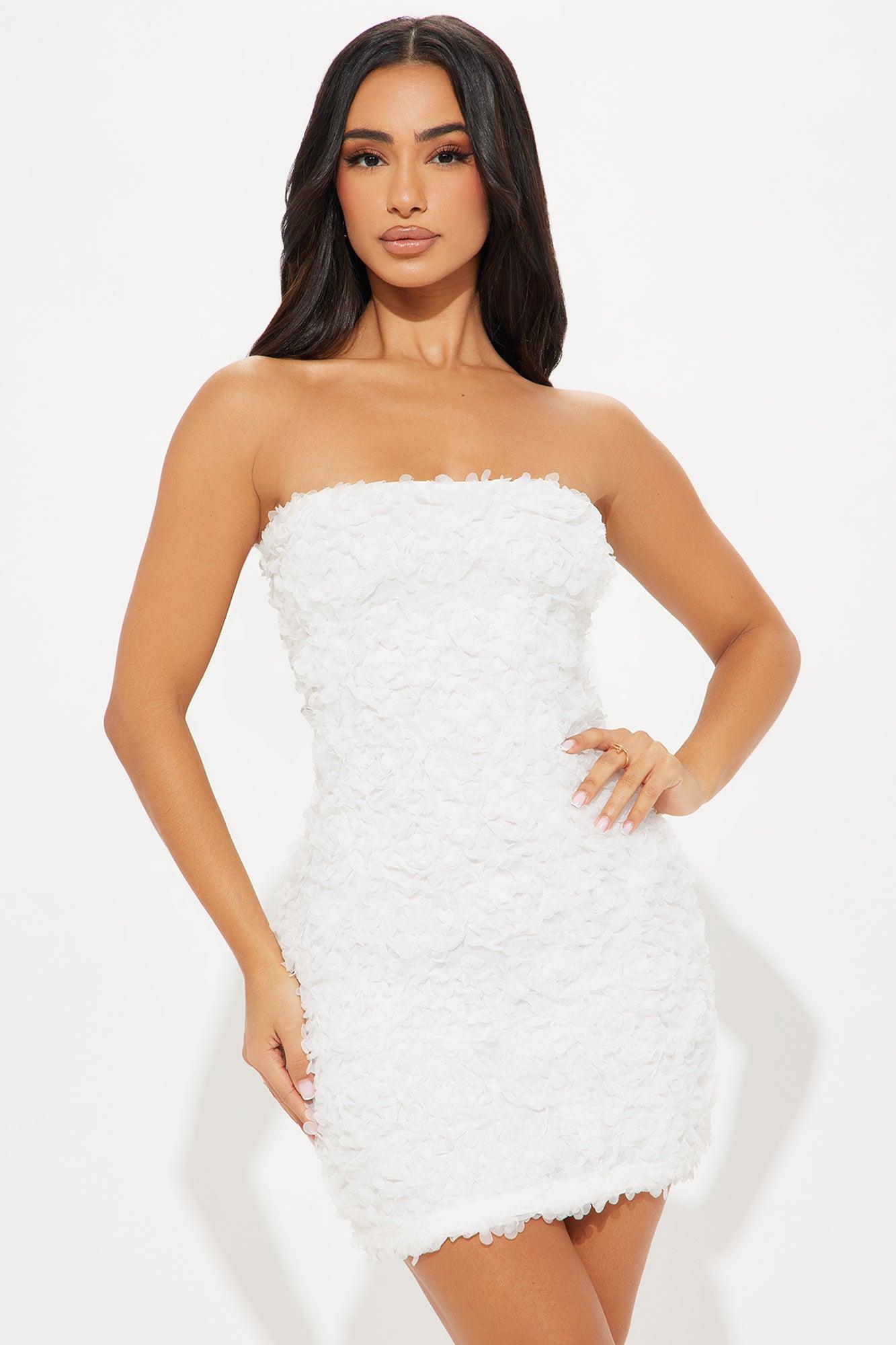 Rose Mini Tube Dress - White Product Image