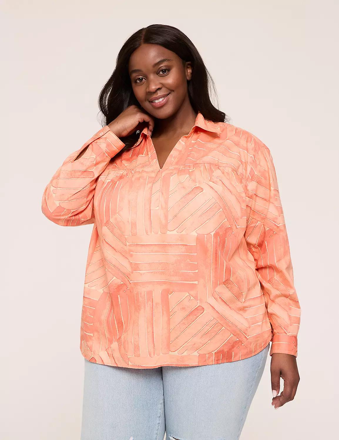 Relaxed Collared Split-Neck Popover Product Image