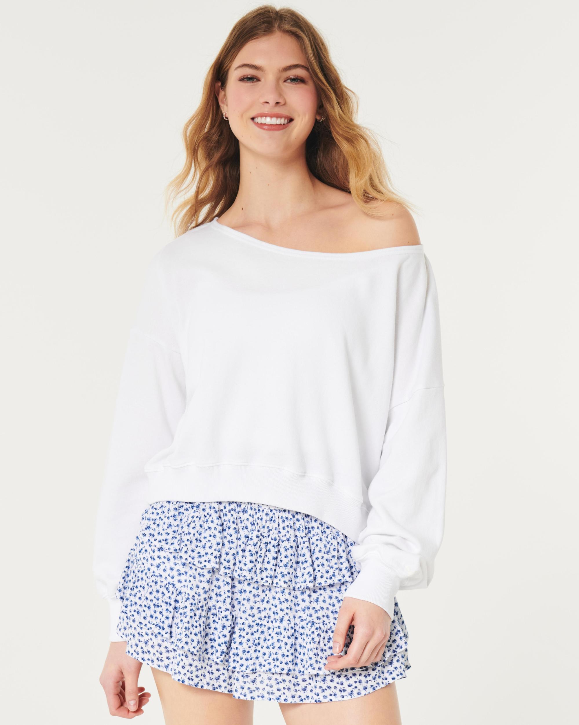 Easy Terry Off-the-Shoulder Sweatshirt Product Image