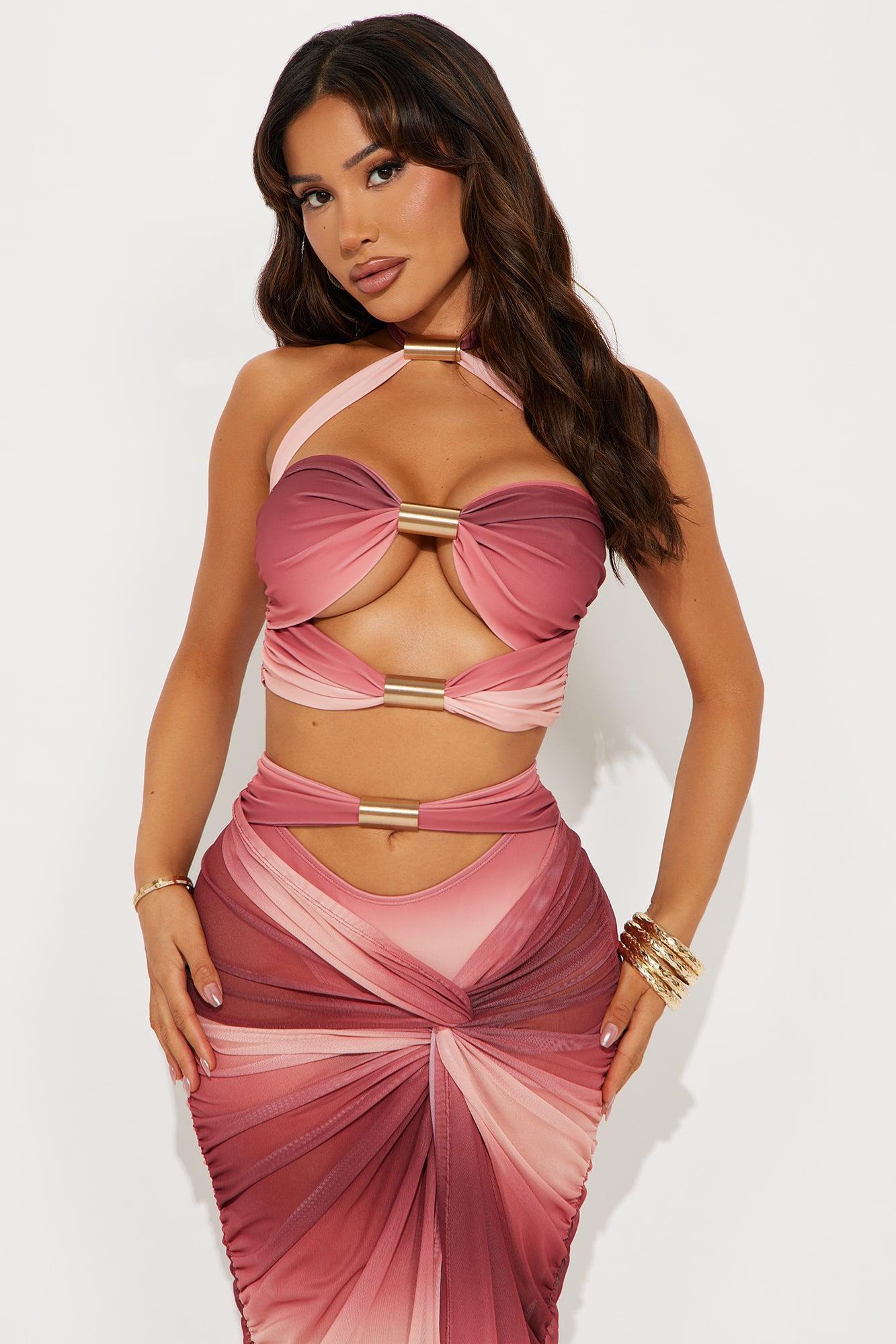 Brooke Hardware Cutout 2 Piece Bikini & Skirt Set - Rust Product Image