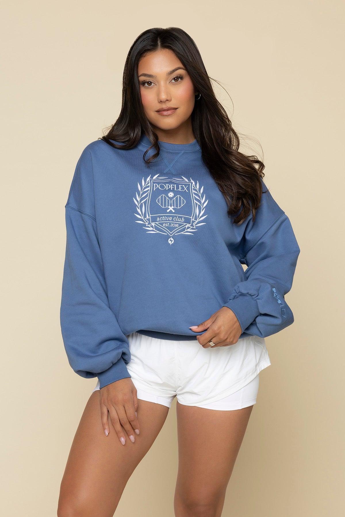POPFLEX® Active Club Cloud Crewneck Sweater - Blue Horizon Product Image