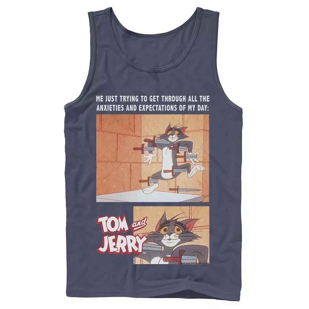 Men's Tom And Jerry Anxiety Meme Portrait Panels Tank Top,  Product Image
