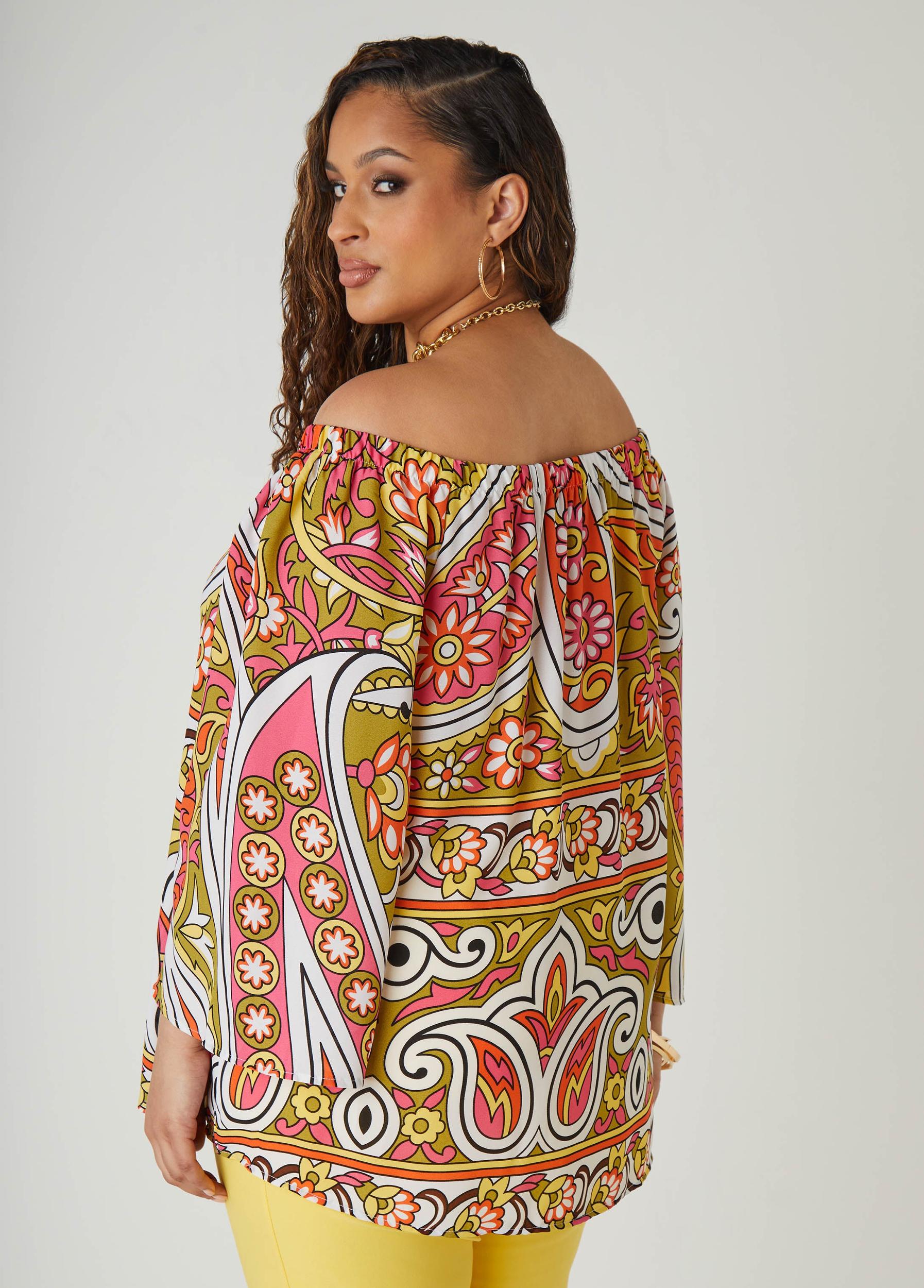 Off The Shoulder Paisley Blouse Product Image