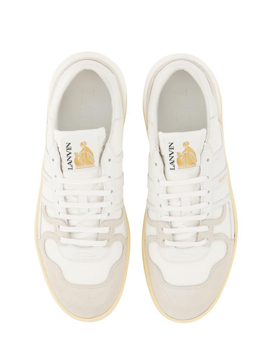 LANVIN Mesh And Leather Clay Sneakers With In White Product Image