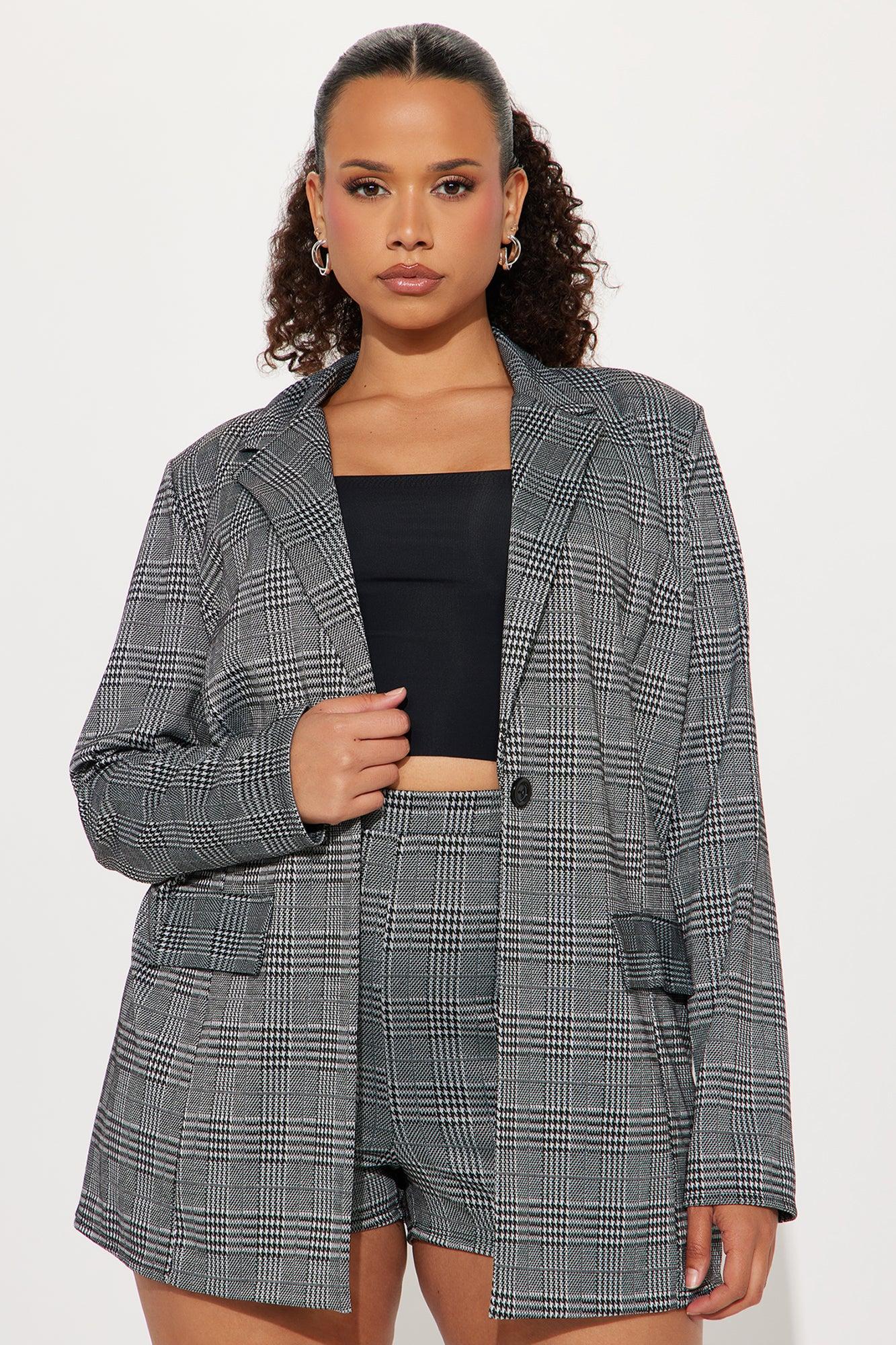 Suit Yourself Blazer And Micro Short Set - Black/combo Product Image