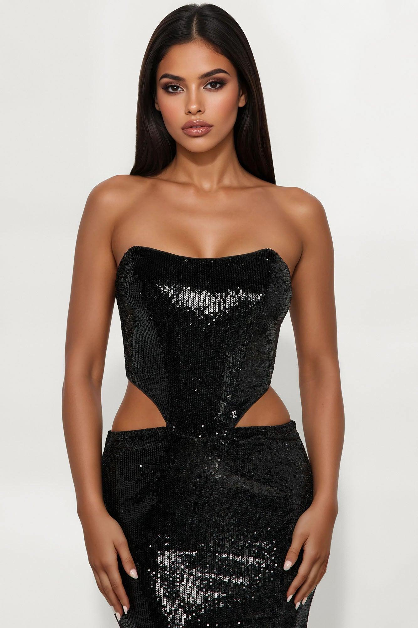 Make An Impression Sequin Maxi Dress - Black Female Product Image