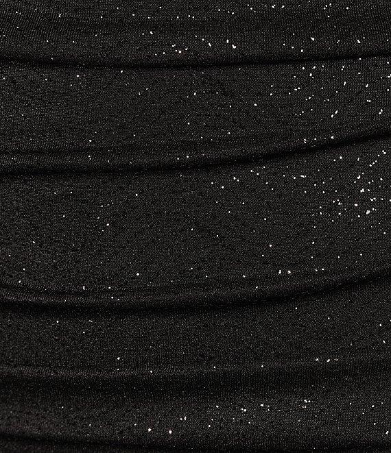 Honey and Rosie Glitter Drape Neck Adjustable Strap Shirred Gown Product Image