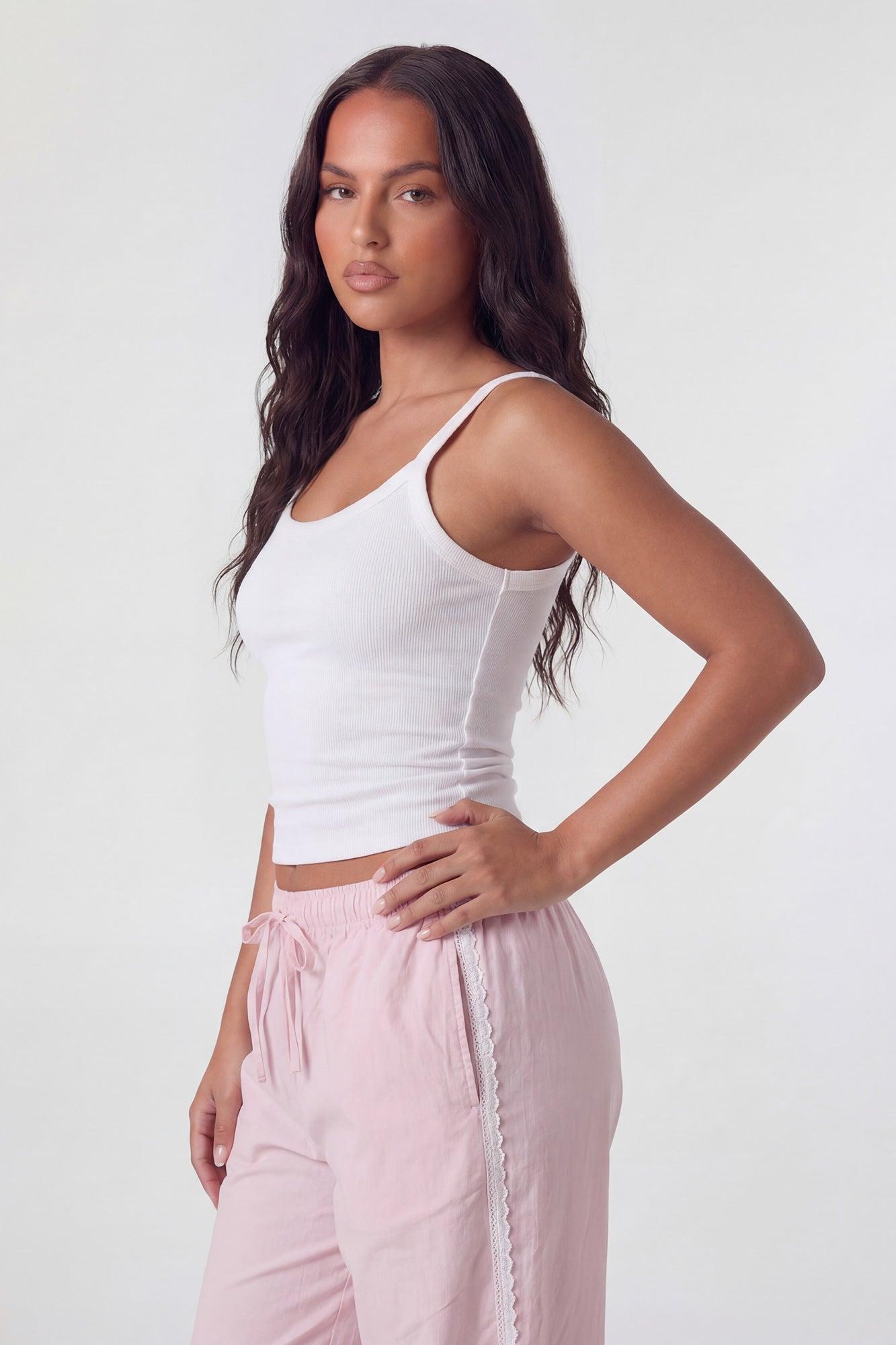 Nylon Lace Trim Wide Leg Pant Female Product Image